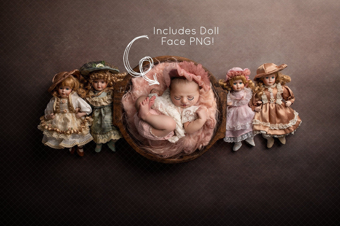 Timeless Elegance: Using the Doll Porcelain Newborn Digital Backdrop