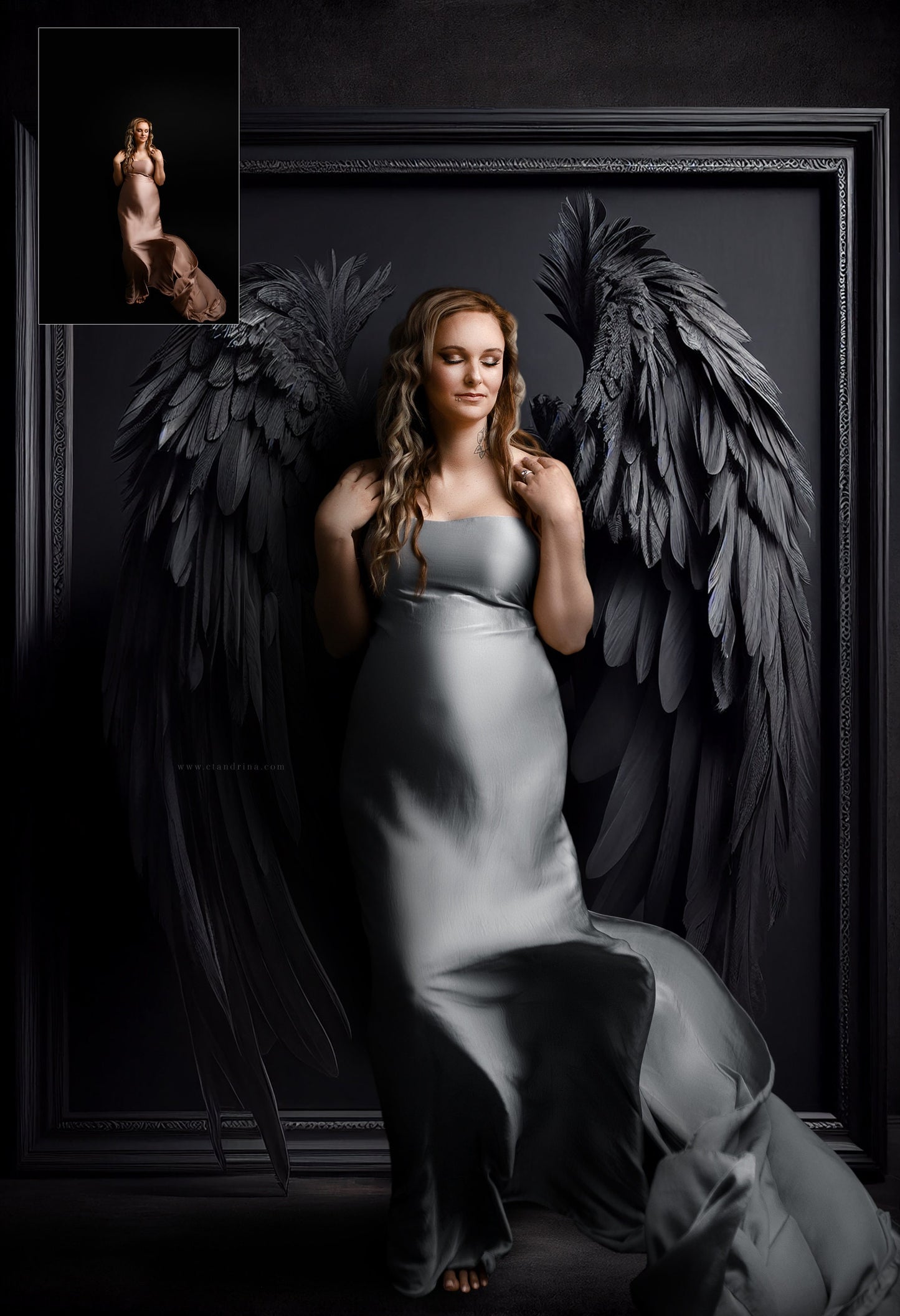 maternity digital backdrops, maternity backdrop overlays,  fine art angel wing backdrops, maternity backdrops best sellers, studio digital backdrops, ctandrina, maternity black wing backdrops, angel wing digital backdrops, dark angel wing backdrops