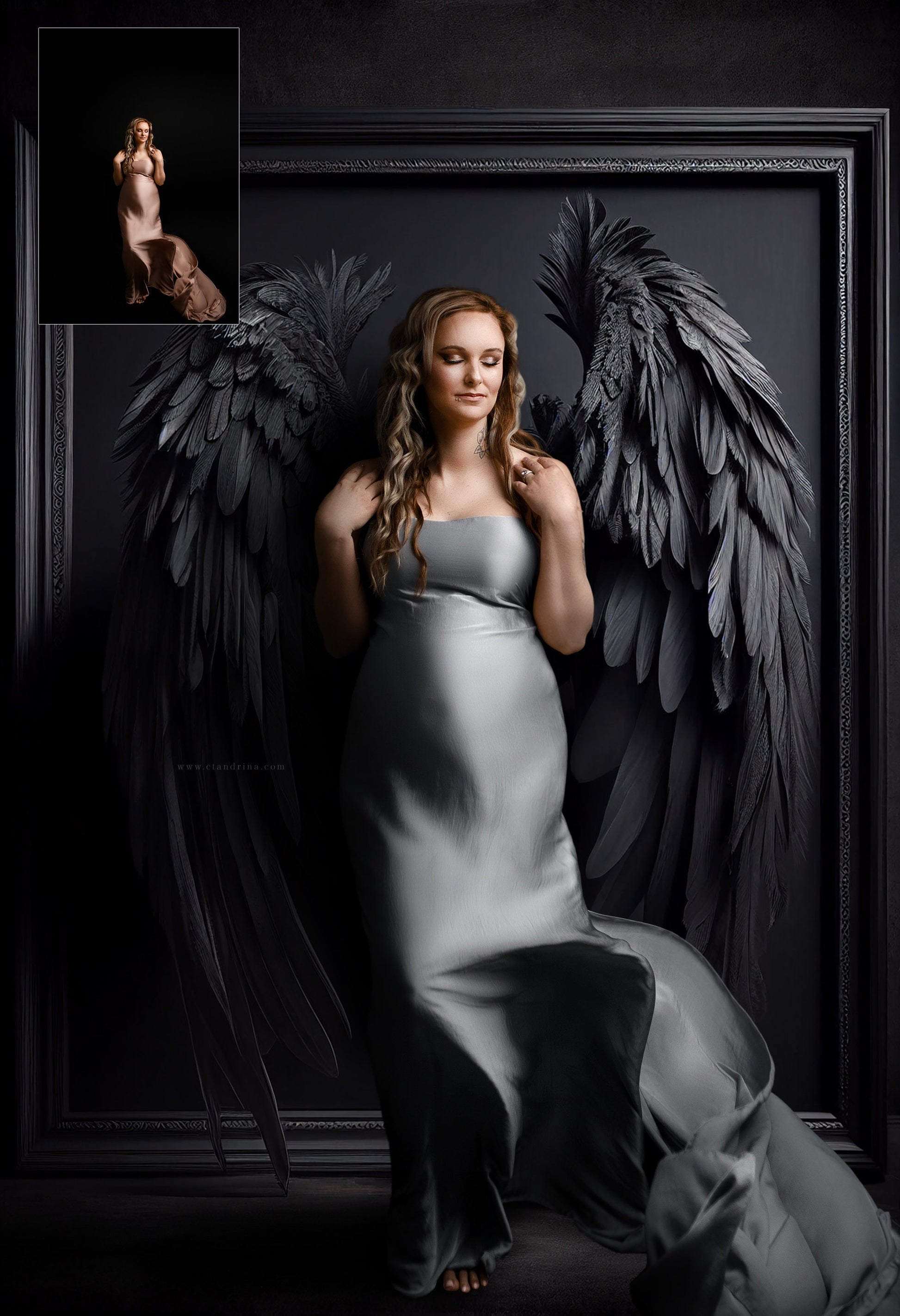 maternity digital backdrops, maternity backdrop overlays,  fine art angel wing backdrops, maternity backdrops best sellers, studio digital backdrops, ctandrina, maternity black wing backdrops, angel wing digital backdrops, dark angel wing backdrops