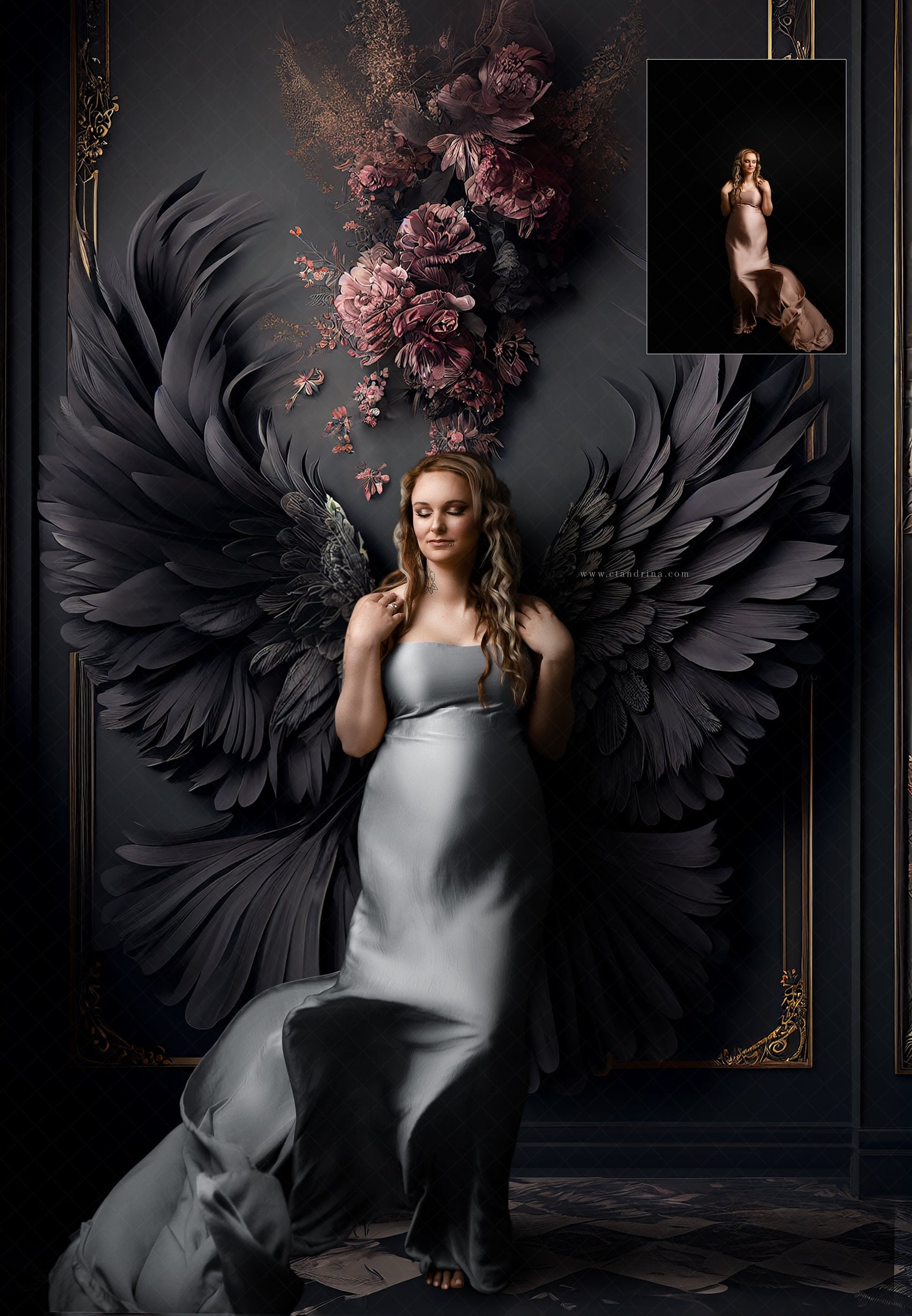 maternity digital backdrops, maternity backdrop overlays,  fine art angel wing backdrops, maternity backdrops best sellers, studio digital backdrops, ctandrina, maternity black wing backdrops, angel wing digital backdrops, dark angel wing backdrops