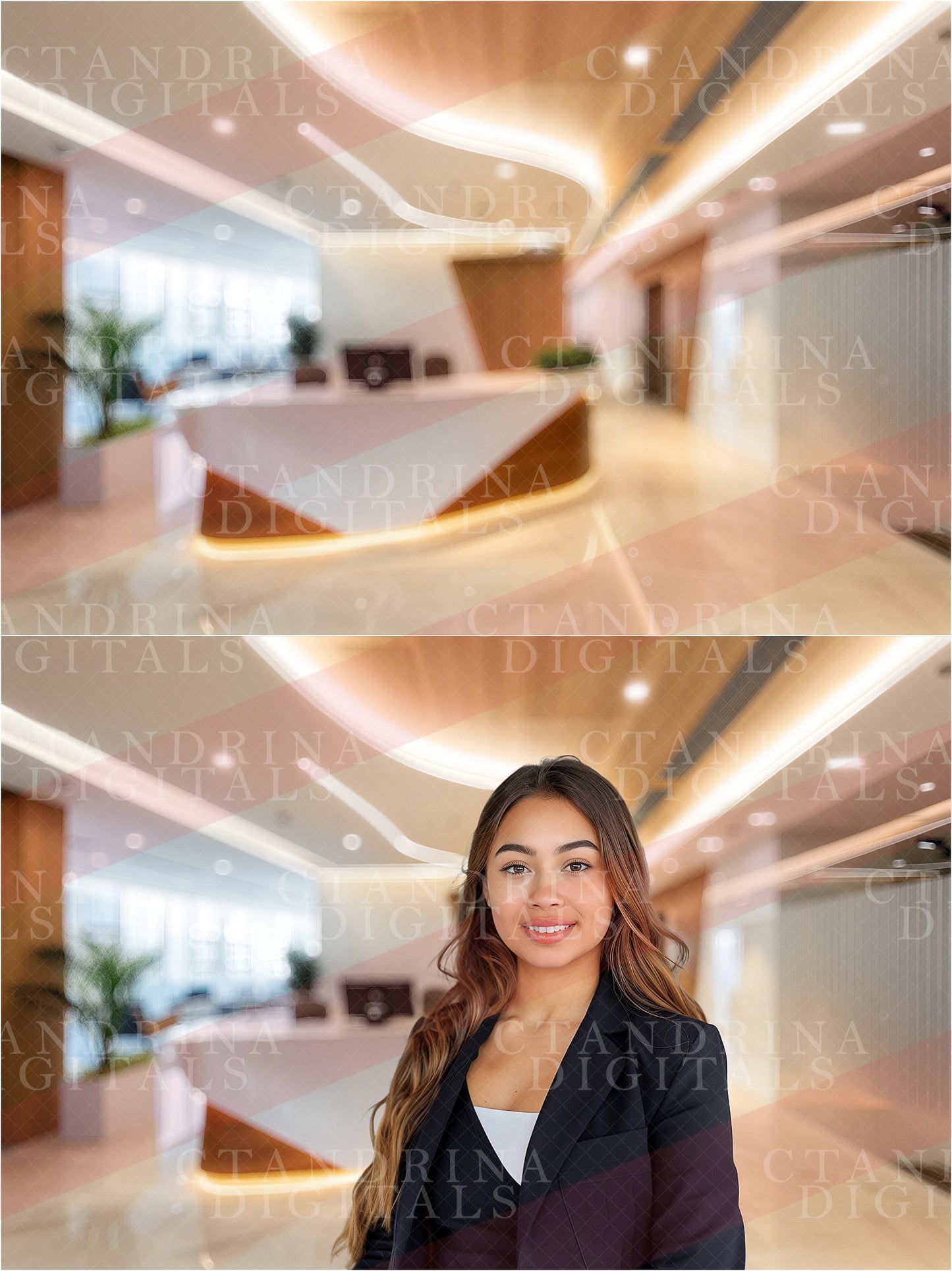 Receptionist Headshot Digital Backdrops, Blurred Professional Headshot Backgrounds for Photoshop, Bright Office Soft Focus Backdrops