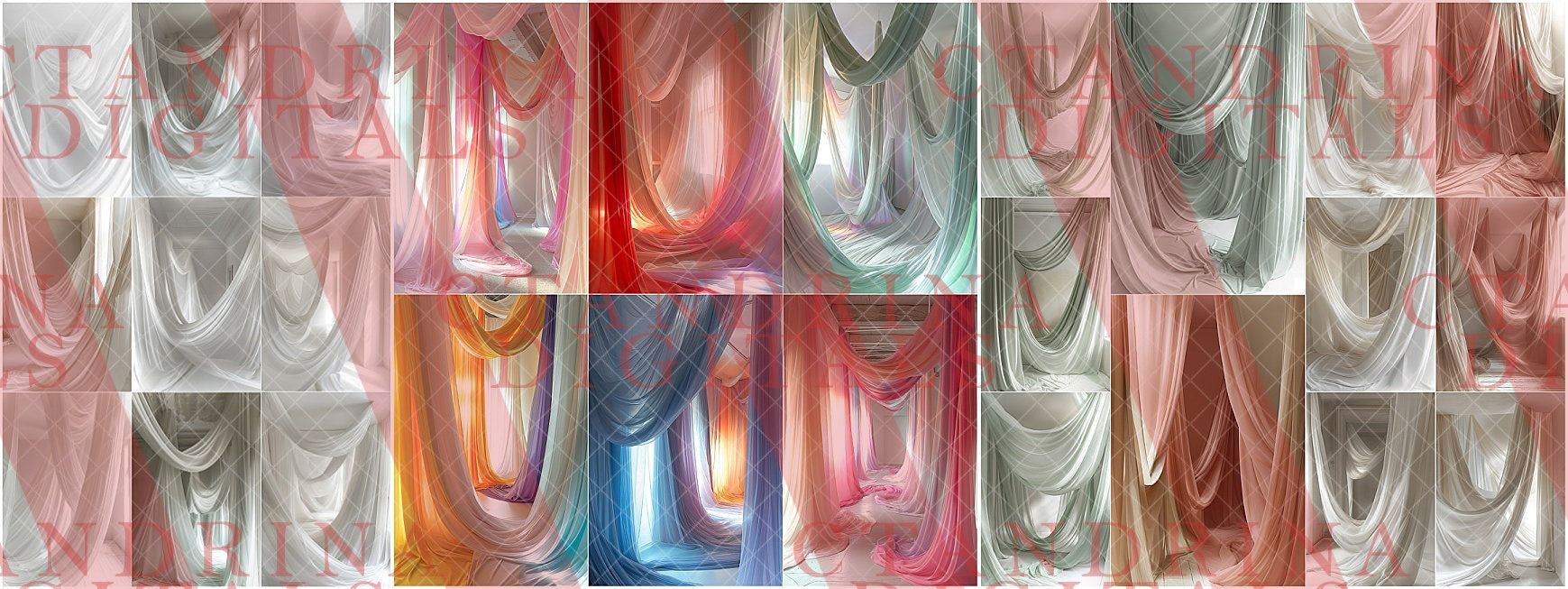 Samples of draped fabric room digital backdrops