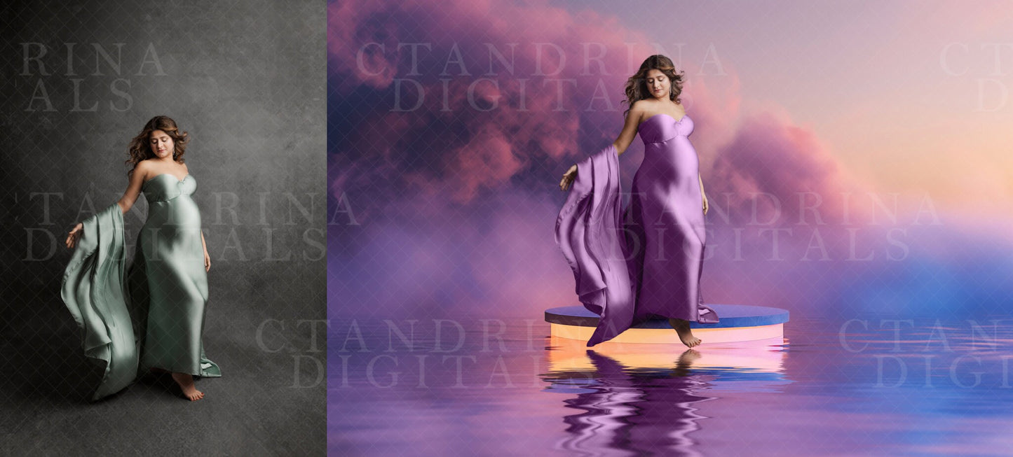 Water Podium Digital Backdrops, Maternity Digital Backdrops for Photoshop, Dreamy Luxury Maternity Digital Backdrops for Photoshop Composite