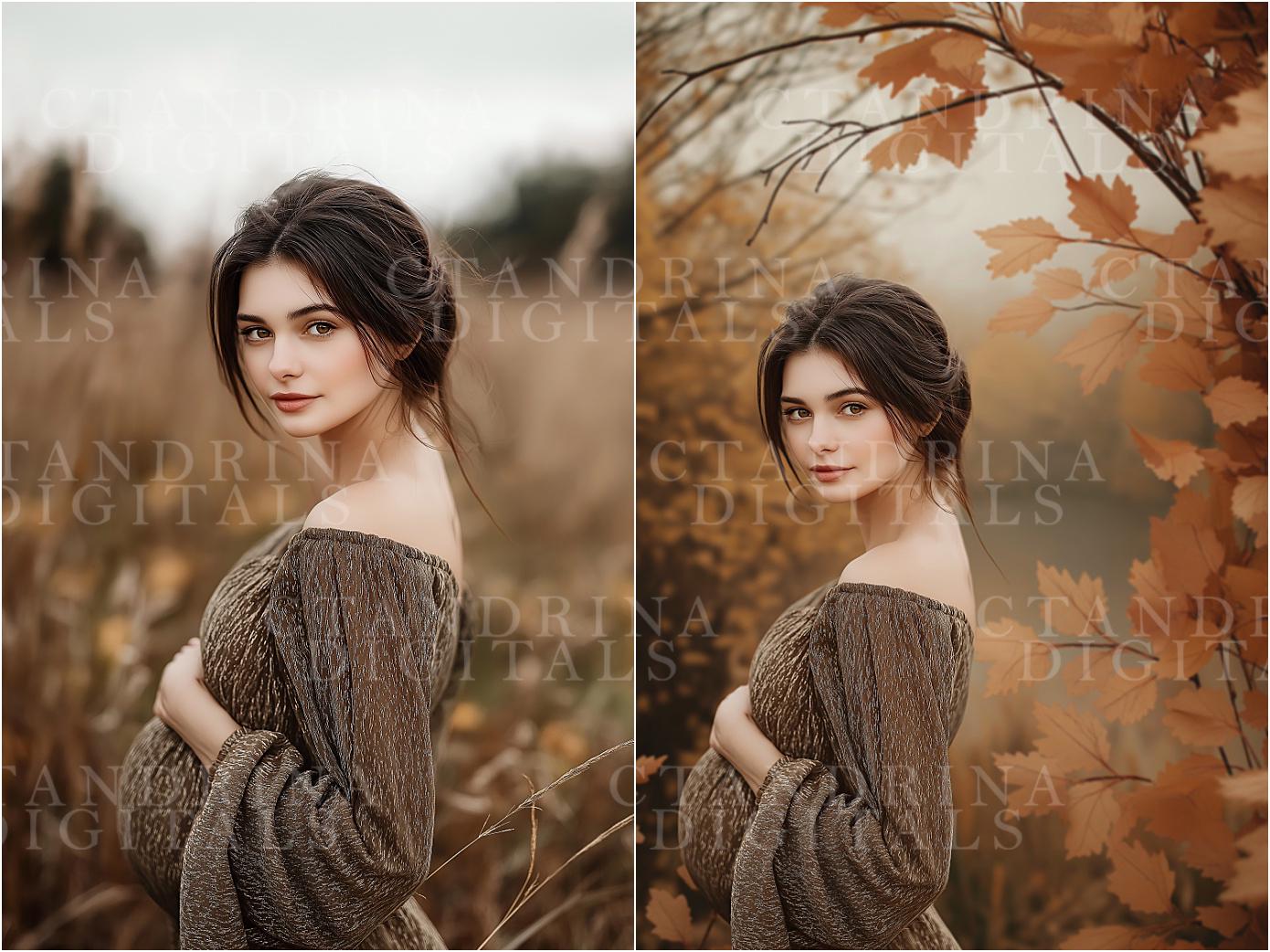 Peeking Through Fall Digital Backdrops, Maternity Digital Backdrops, Autumn Photoshop Digital Backdrops, Dreamy Fall Backdrops for Portraits
