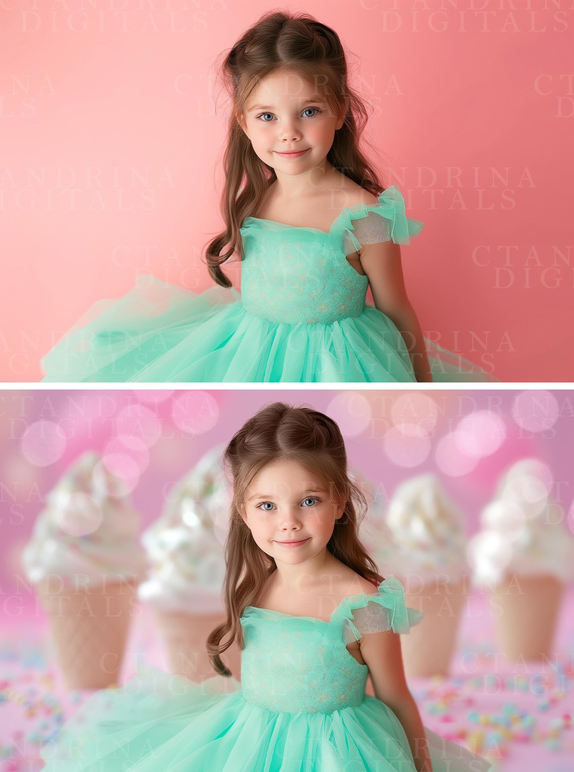 Ice Cream Dreams Soft Focus Digital Backdrops, Dreamy Ice Cream Digital Backgrounds, Blurred Dreamy Digital Backdrops for Photoshop