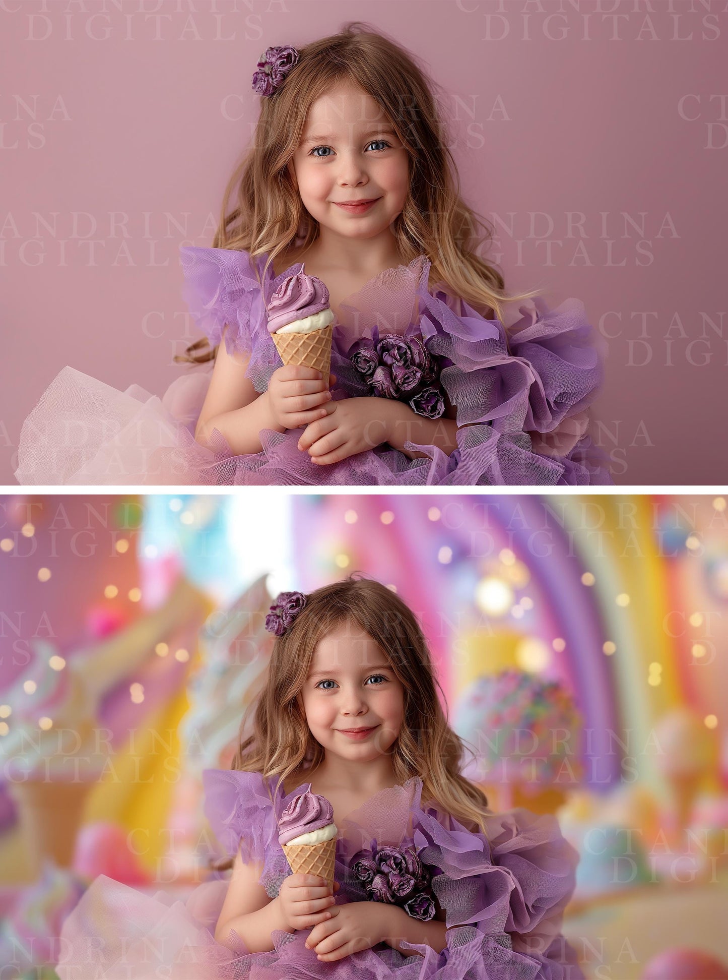 Ice Cream Dreams Soft Focus Digital Backdrops, Dreamy Ice Cream Digital Backgrounds, Blurred Dreamy Digital Backdrops for Photoshop