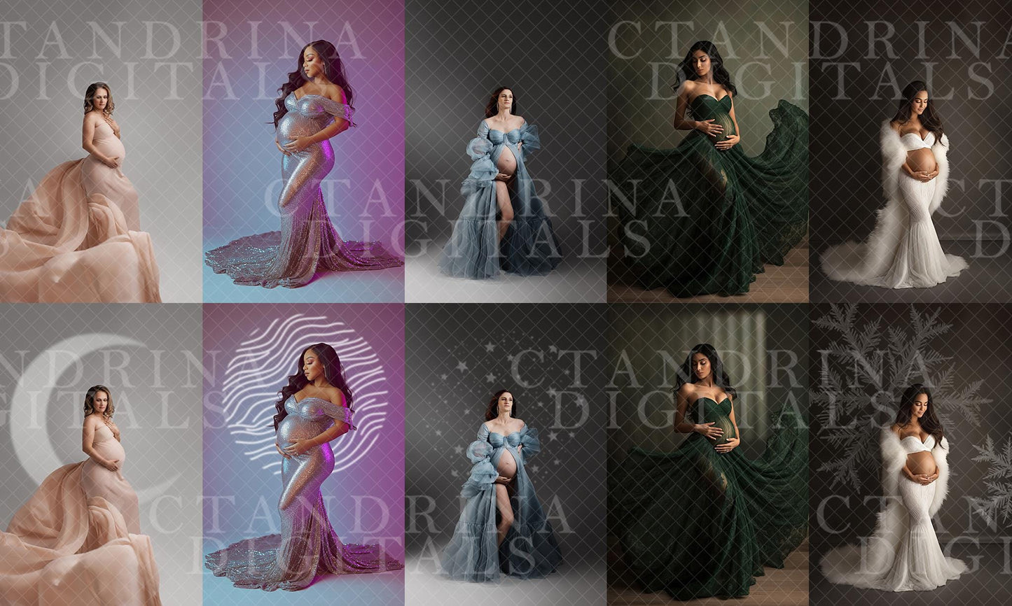 Snoot and Shape Digital Backdrop Overlays, Maternity Backdrop Overlays, Digital Backdrops With Tutorial, High Quality Photoshop Overlays