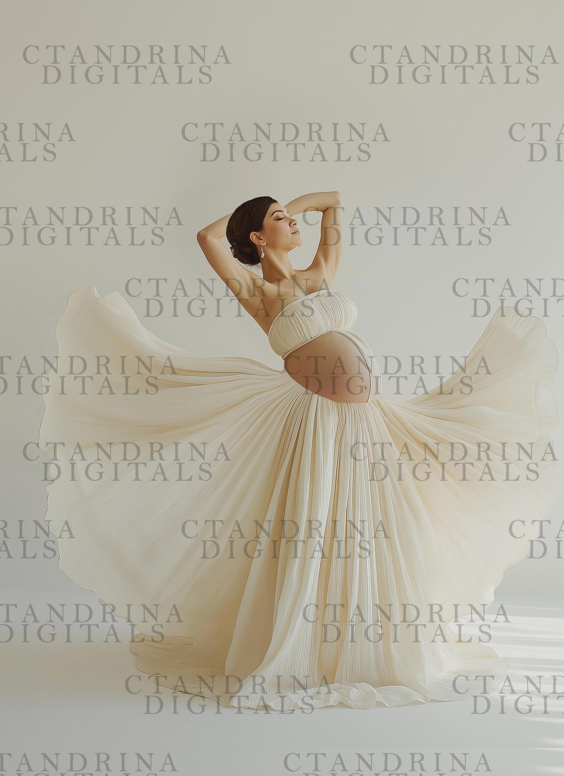 Flowing Maternity Skirt Digital Backdrops, White and Beige Maternity Gown Backdrops, Maternity Digital Backdrops for Photoshop Composite