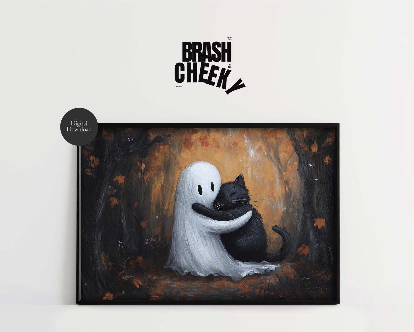 Ghost Hugging A Black Cat Fall PRINTABLE