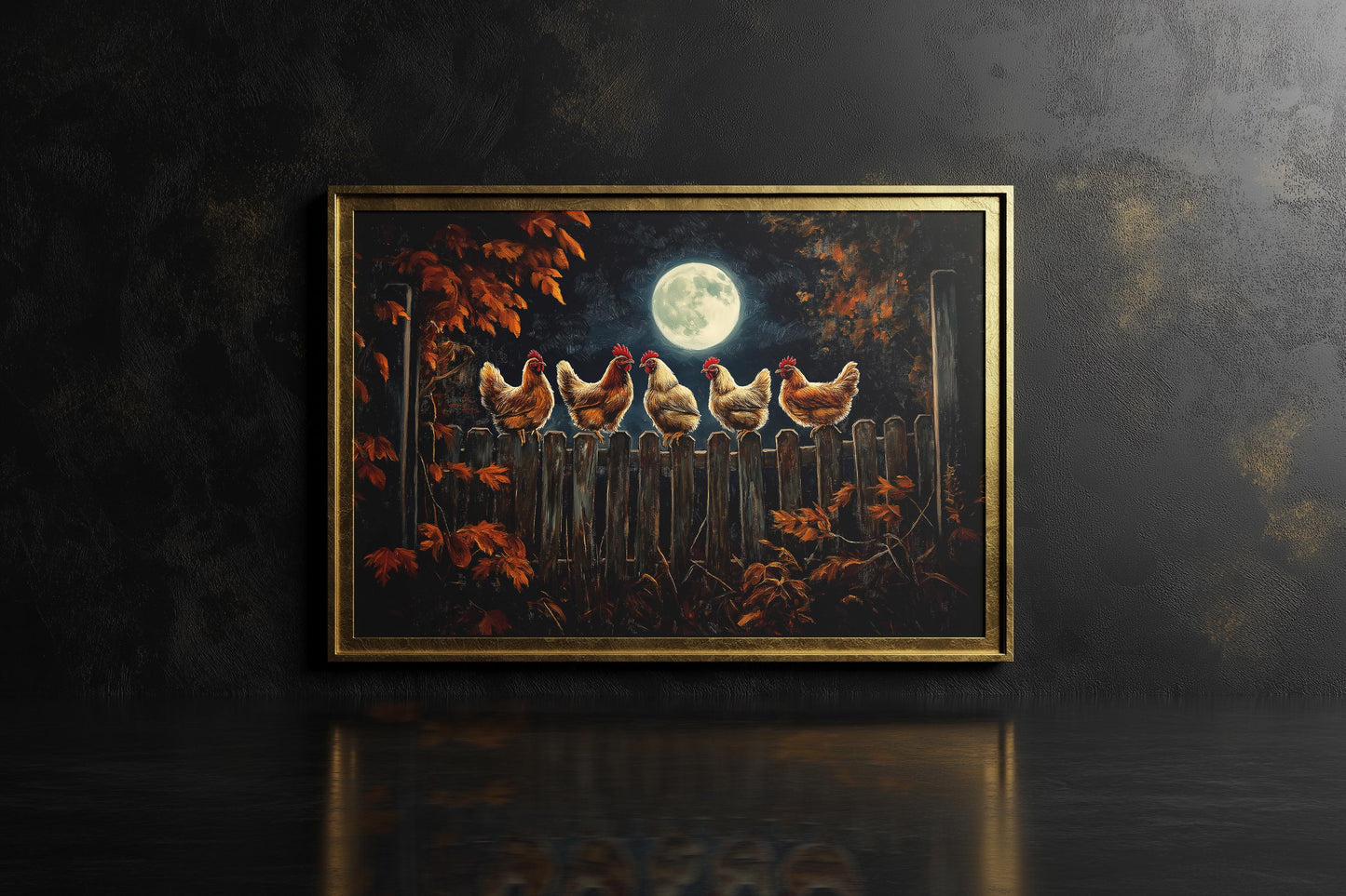 Moonlit Chickens PRINTABLE