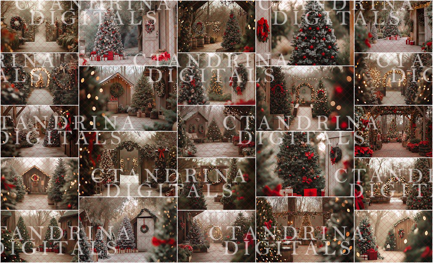 Timeless Christmas Garden Digital Backdrops, Outdoor Christmas Mini Session Digital Backdrops, Digital Backdrops for Portrait Photography