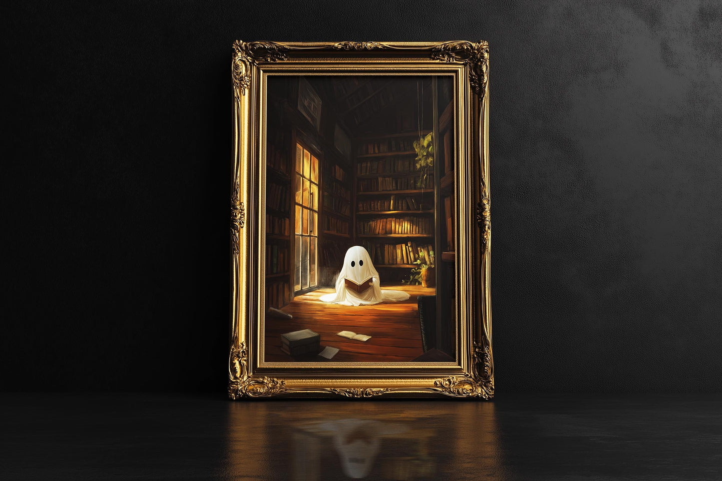Ghost Reading A Book In The Library PRINTABLE