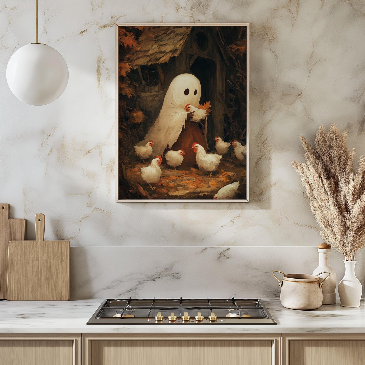 Ghost Feeding the Chickens PRINTABLE