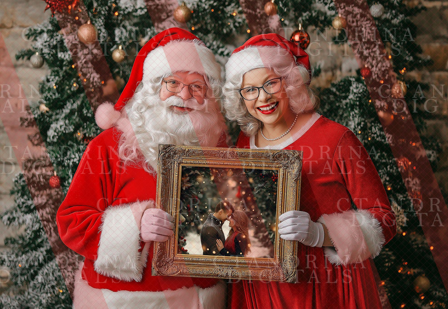 Santa Claus & Mrs. Claus Photo Template for Photoshop, .PSD Layered Santa Photo Mask, Christmas Photo Template, Santa and Mrs. Claus Digital