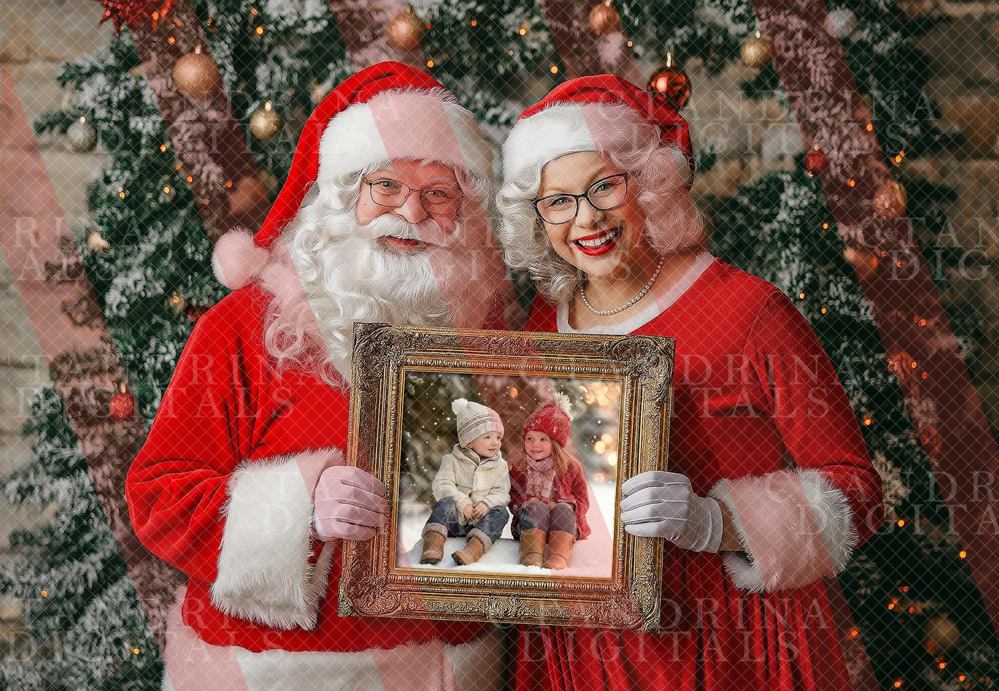 Santa Claus & Mrs. Claus Photo Template for Photoshop, .PSD Layered Santa Photo Mask, Christmas Photo Template, Santa and Mrs. Claus Digital