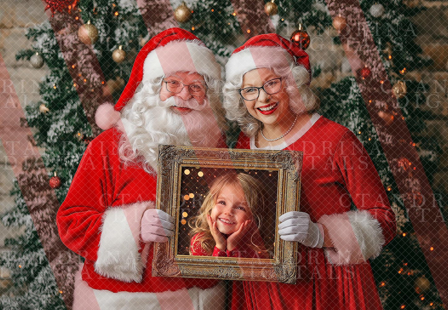 Santa Claus & Mrs. Claus Photo Template for Photoshop, .PSD Layered Santa Photo Mask, Christmas Photo Template, Santa and Mrs. Claus Digital