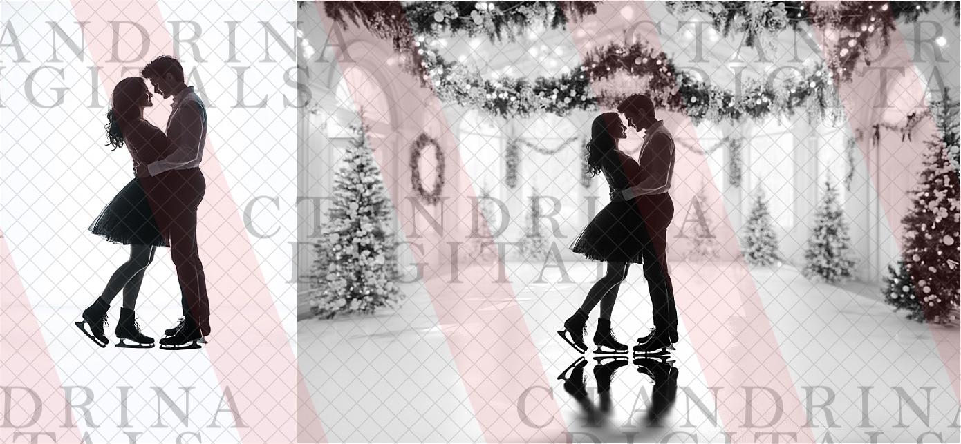 White Christmas Digital Backdrops, White Christmas Rooms Backdrops, White Christmas Skating Rink Digital Backgrounds for Photoshop, Tutorial
