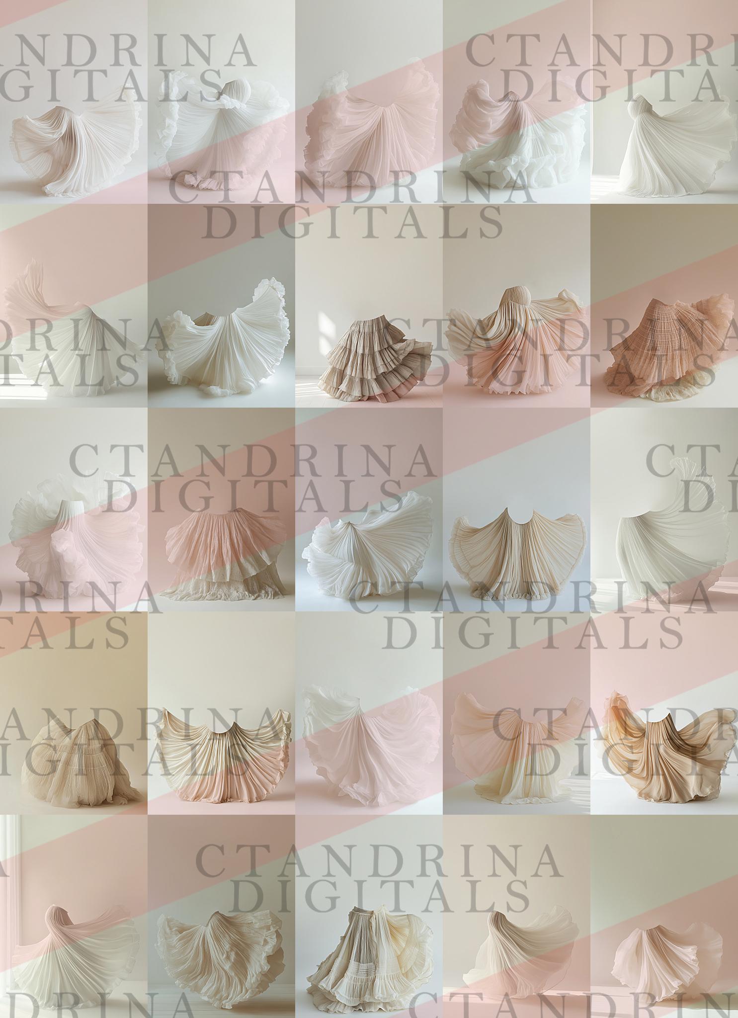 Flowing Maternity Skirt Digital Backdrops, White and Beige Maternity Gown Backdrops, Maternity Digital Backdrops for Photoshop Composite