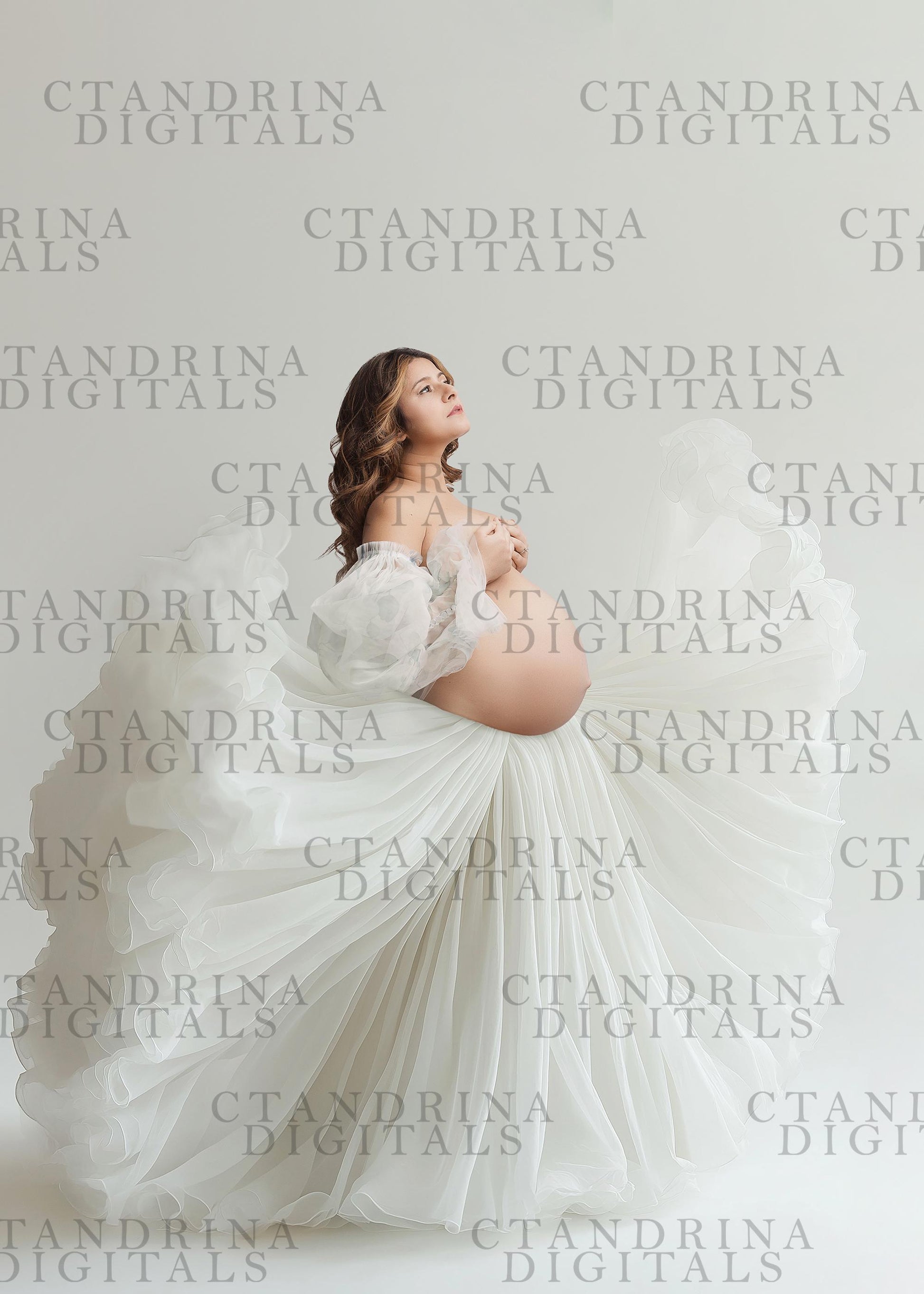 Flowing Maternity Skirt Digital Backdrops, White and Beige Maternity Gown Backdrops, Maternity Digital Backdrops for Photoshop Composite