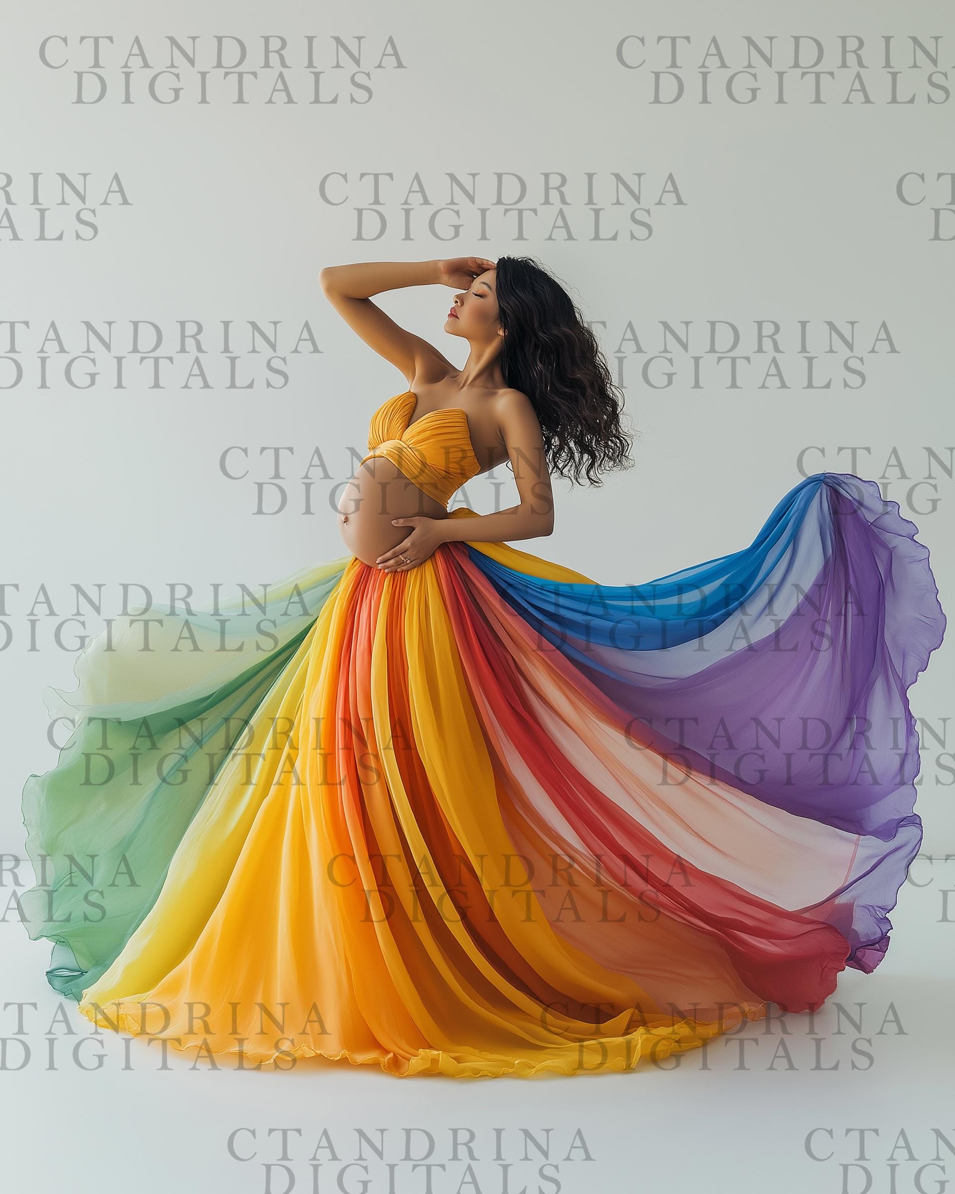 Flowing Maternity Skirt Digital Backdrops, Colorful Maternity Gown Backdrops, Maternity Digital Backdrops for Photoshop Composite, Tutorial