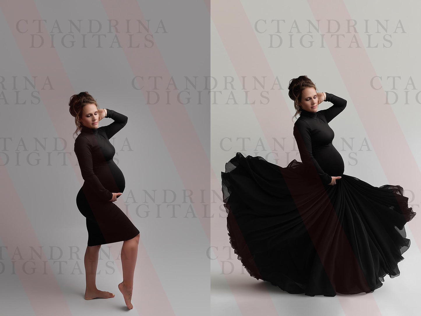 Black and White Flowing Maternity Skirt Digital Backdrops