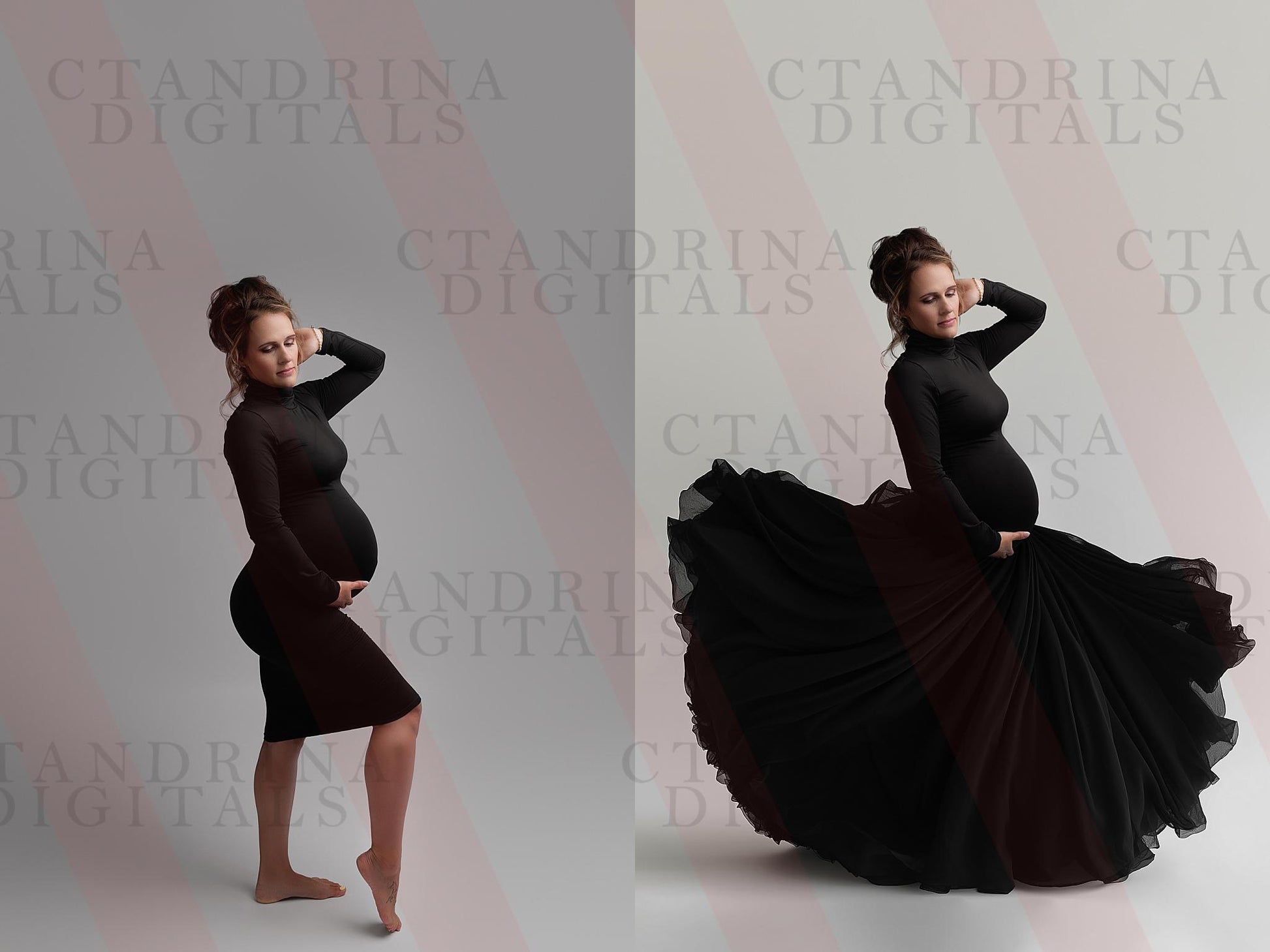 Black and White Flowing Maternity Skirt Digital Backdrops