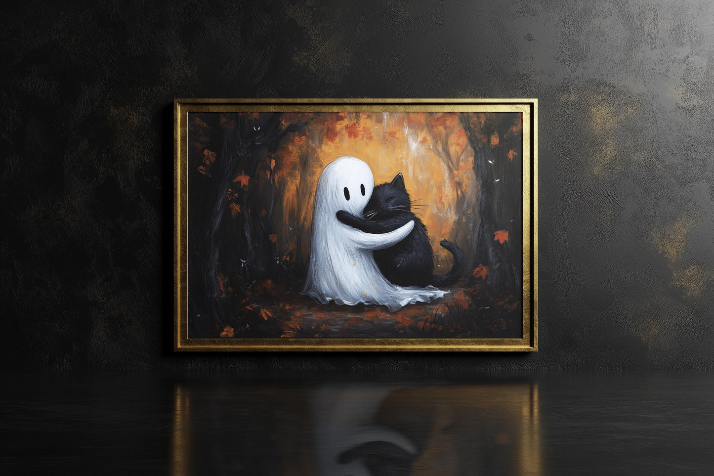 Ghost Hugging A Black Cat Fall PRINTABLE