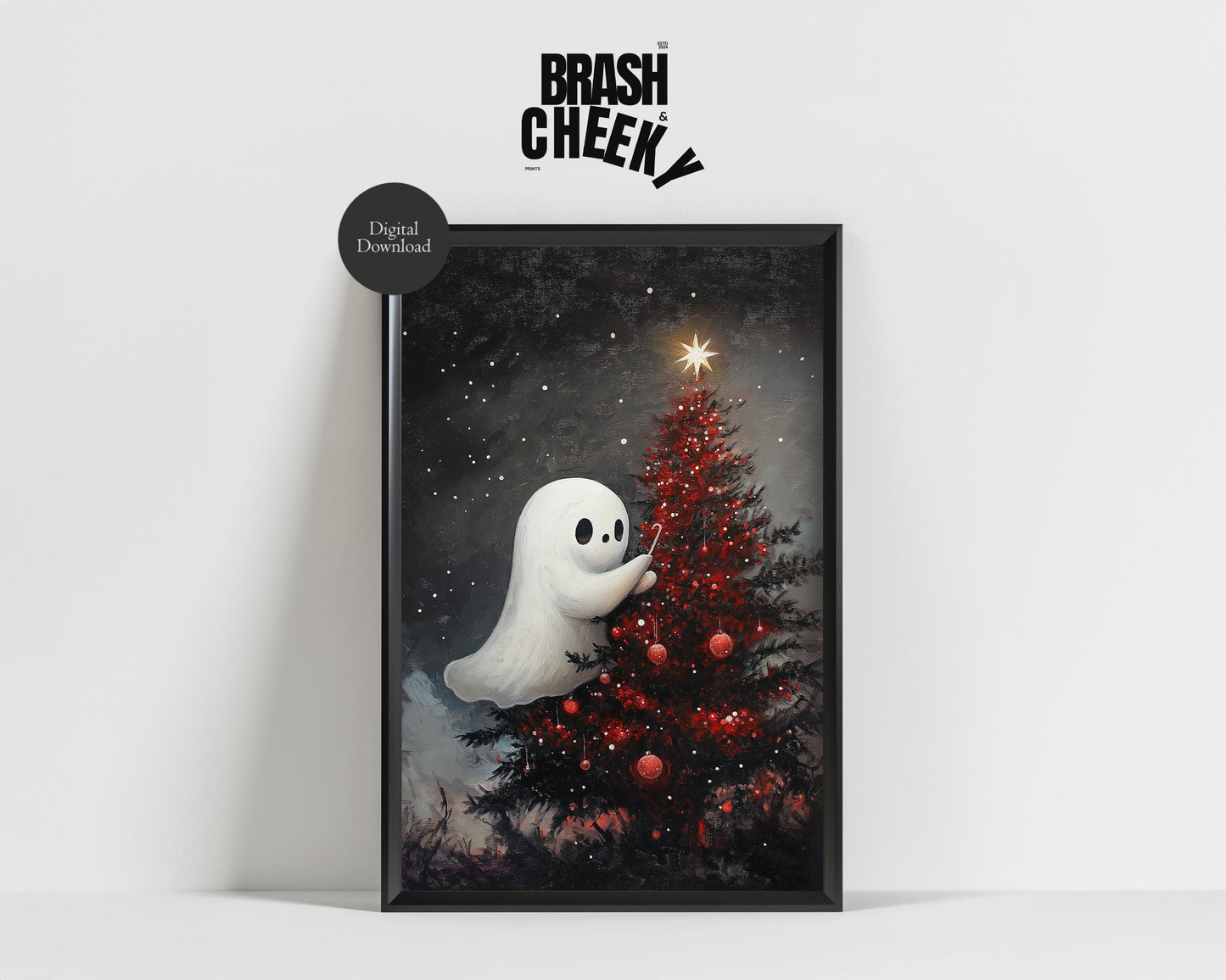 Ghost Putting Up the Christmas Tree PRINTABLE