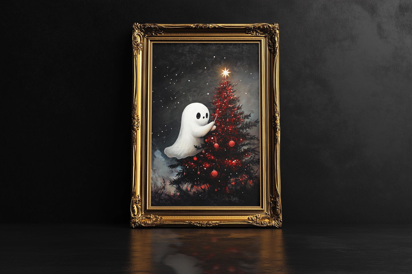 Ghost Putting Up the Christmas Tree PRINTABLE