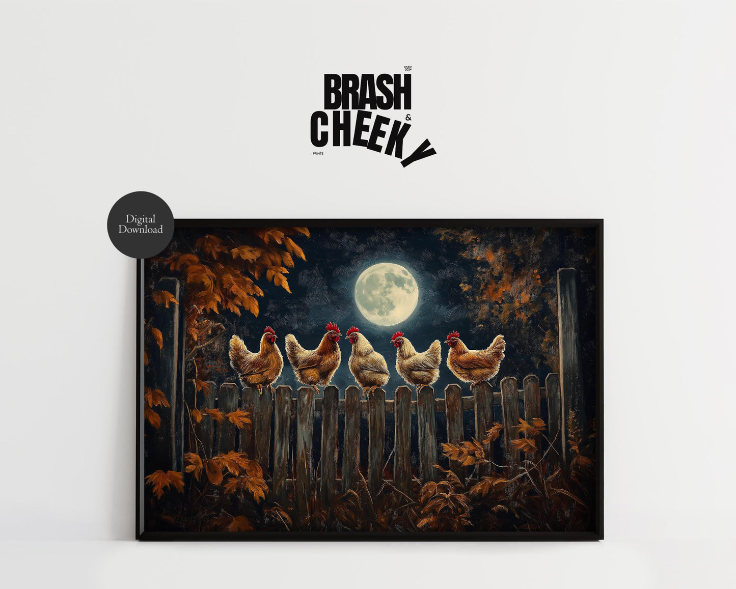 Moonlit Chickens PRINTABLE