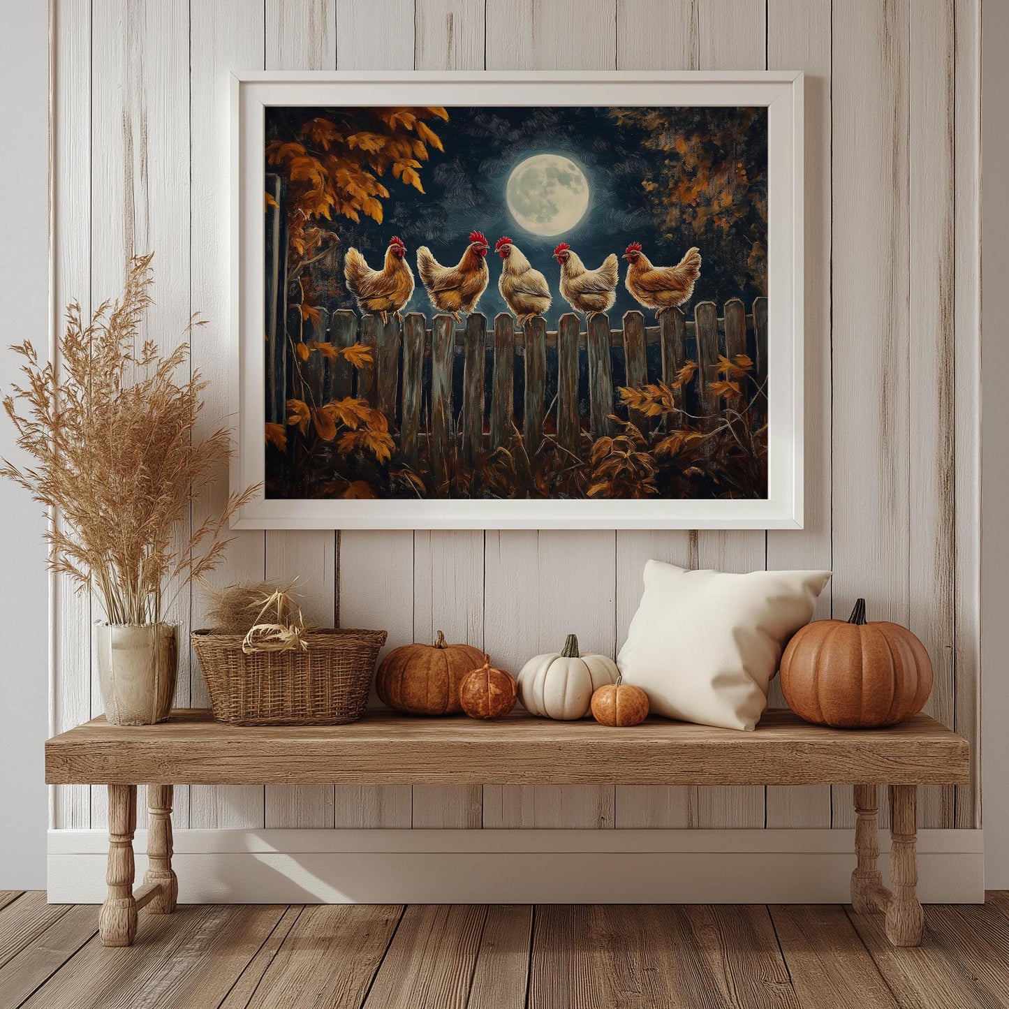 Moonlit Chickens PRINTABLE