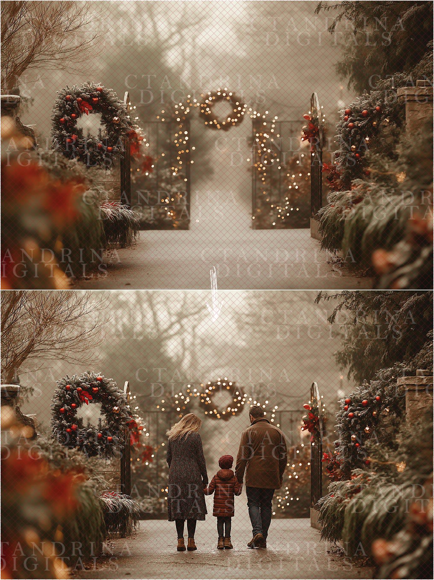 Timeless Christmas Garden Digital Backdrops, Outdoor Christmas Mini Session Digital Backdrops, Digital Backdrops for Portrait Photography