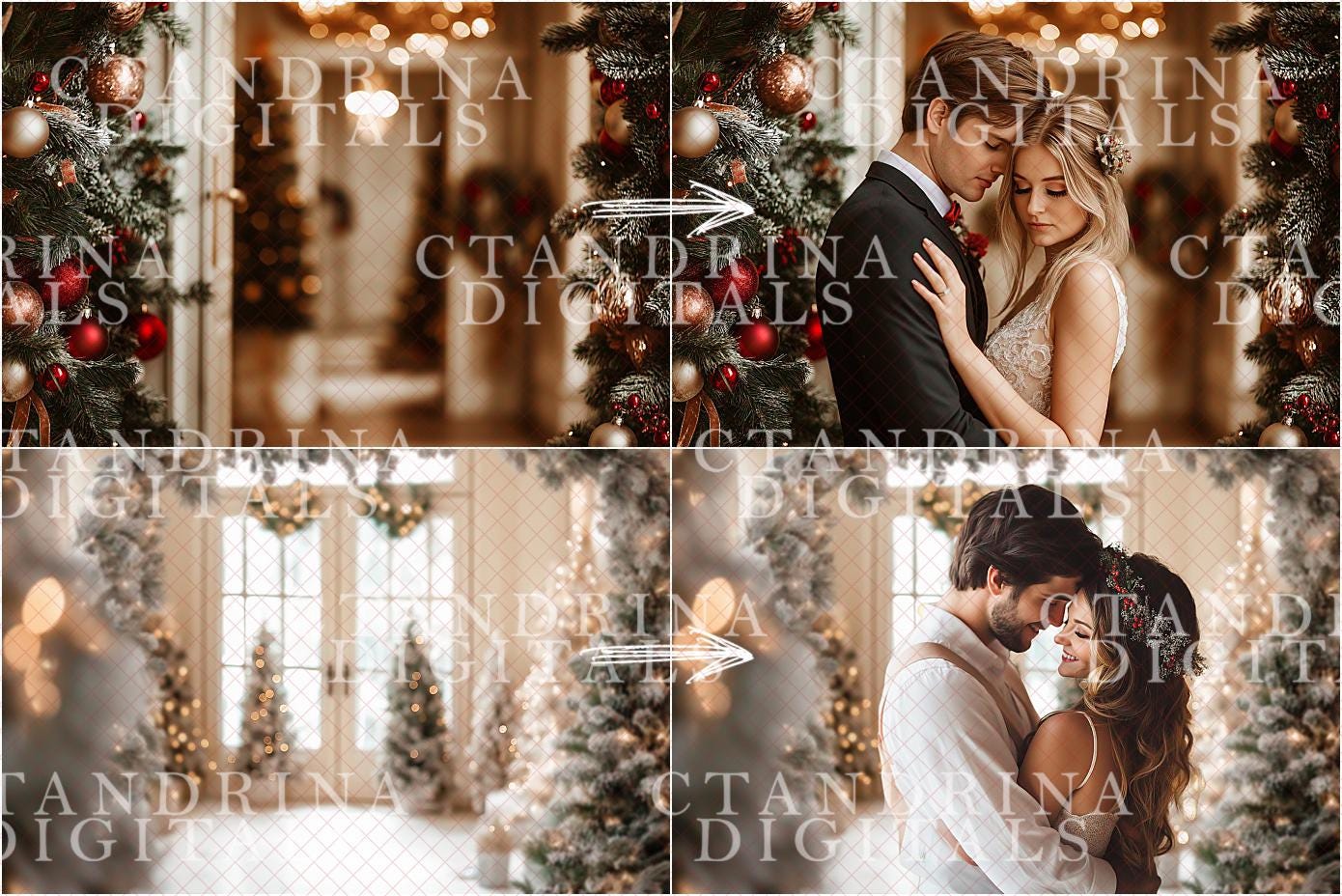 Blurred Festive Christmas Digital Backdrops, Indoor Christmas Mini Session Digital Backdrops, Digital Backdrops for Portrait Photography
