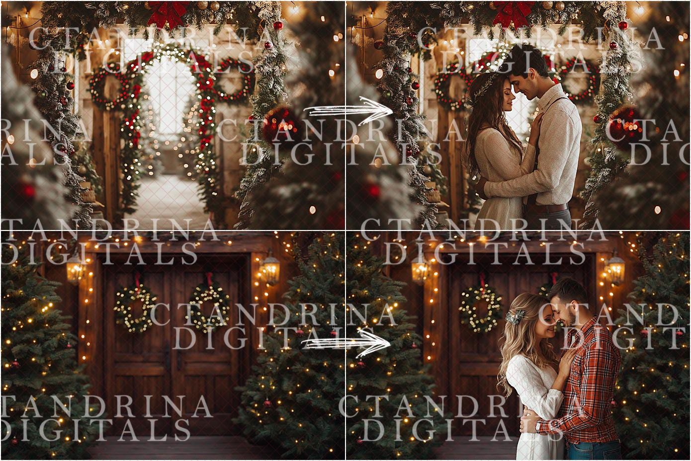 Blurred Festive Christmas Digital Backdrops, Indoor Christmas Mini Session Digital Backdrops, Digital Backdrops for Portrait Photography