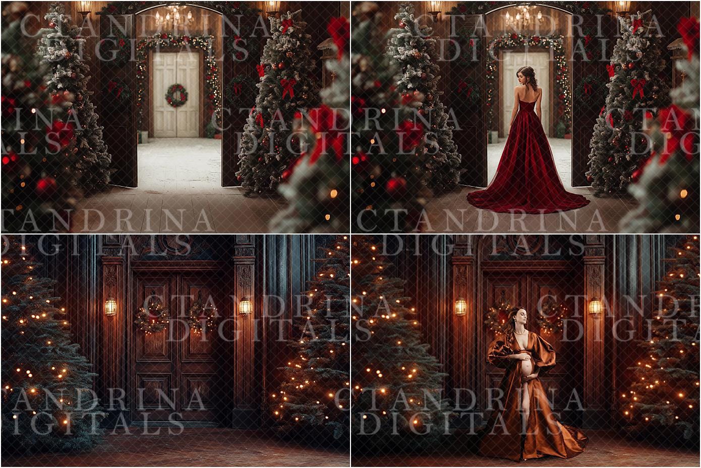 Christmas Room Digital Backdrops, 2024 Fine Art Holiday Digital Backdrops, Christmas Digital Backdrops for Portrait Photography, Arches