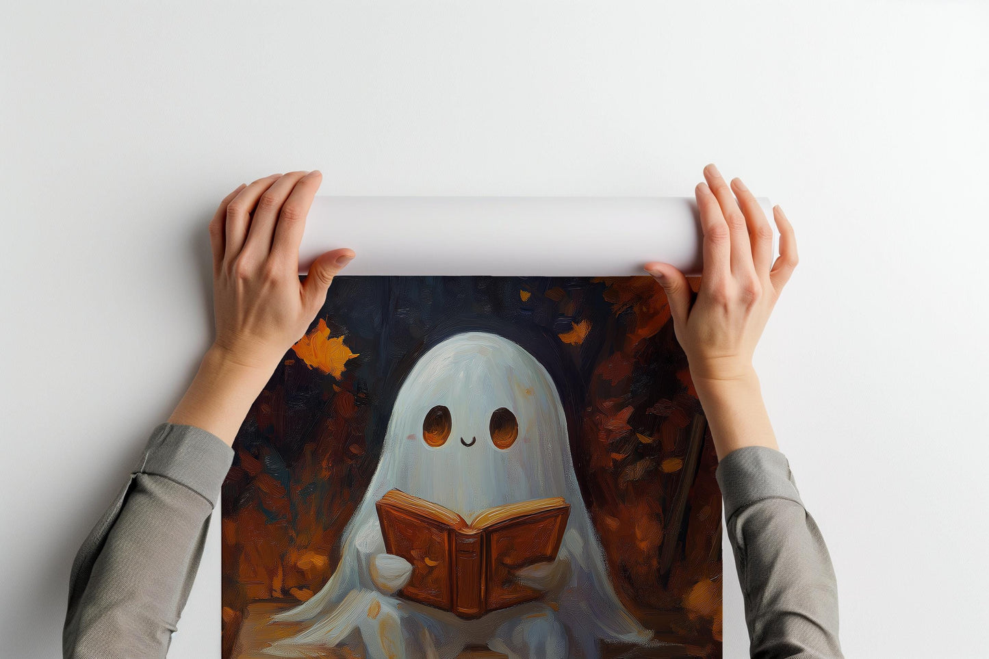 Fall Ghost Reading A Book PRINTABLE