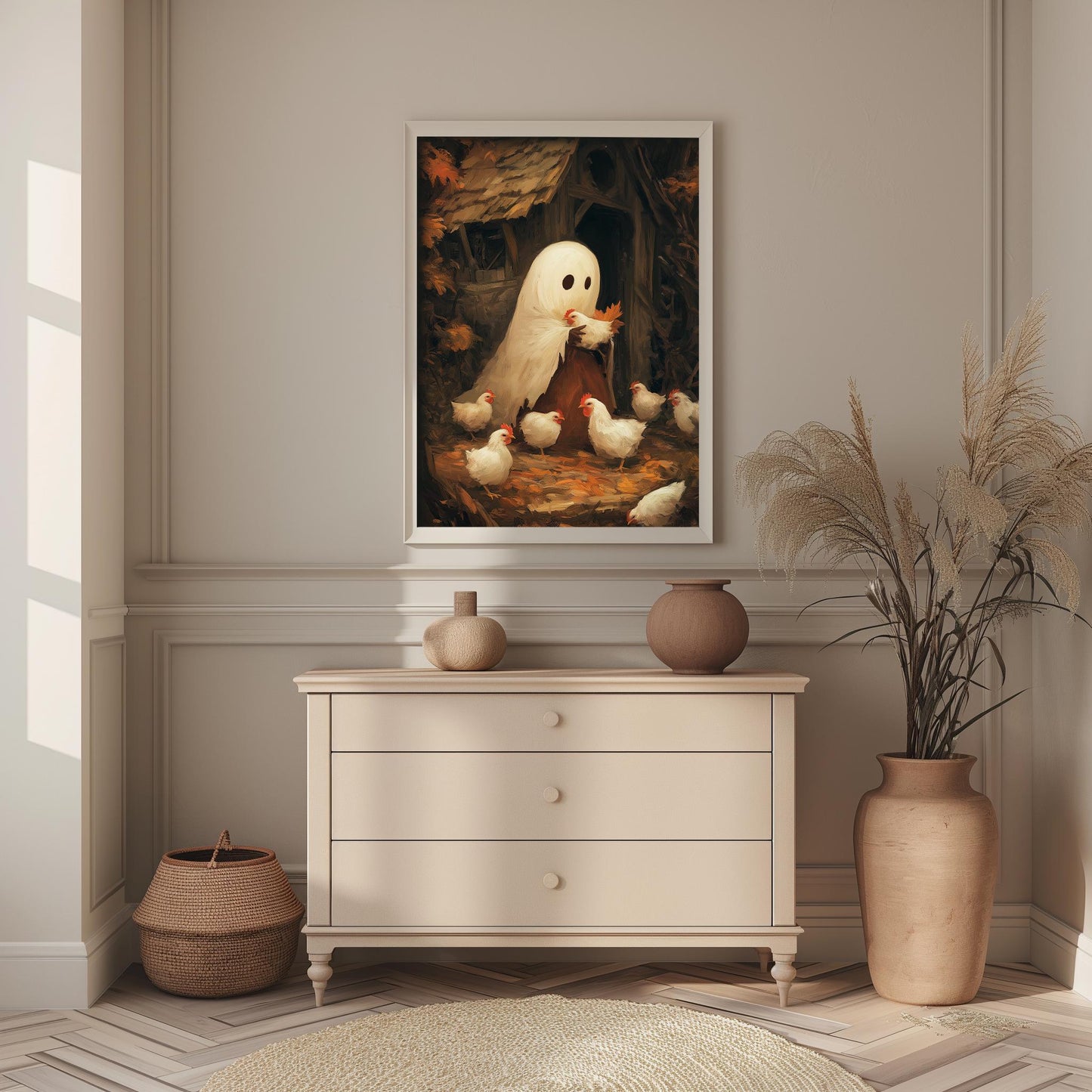 Ghost Feeding the Chickens PRINTABLE