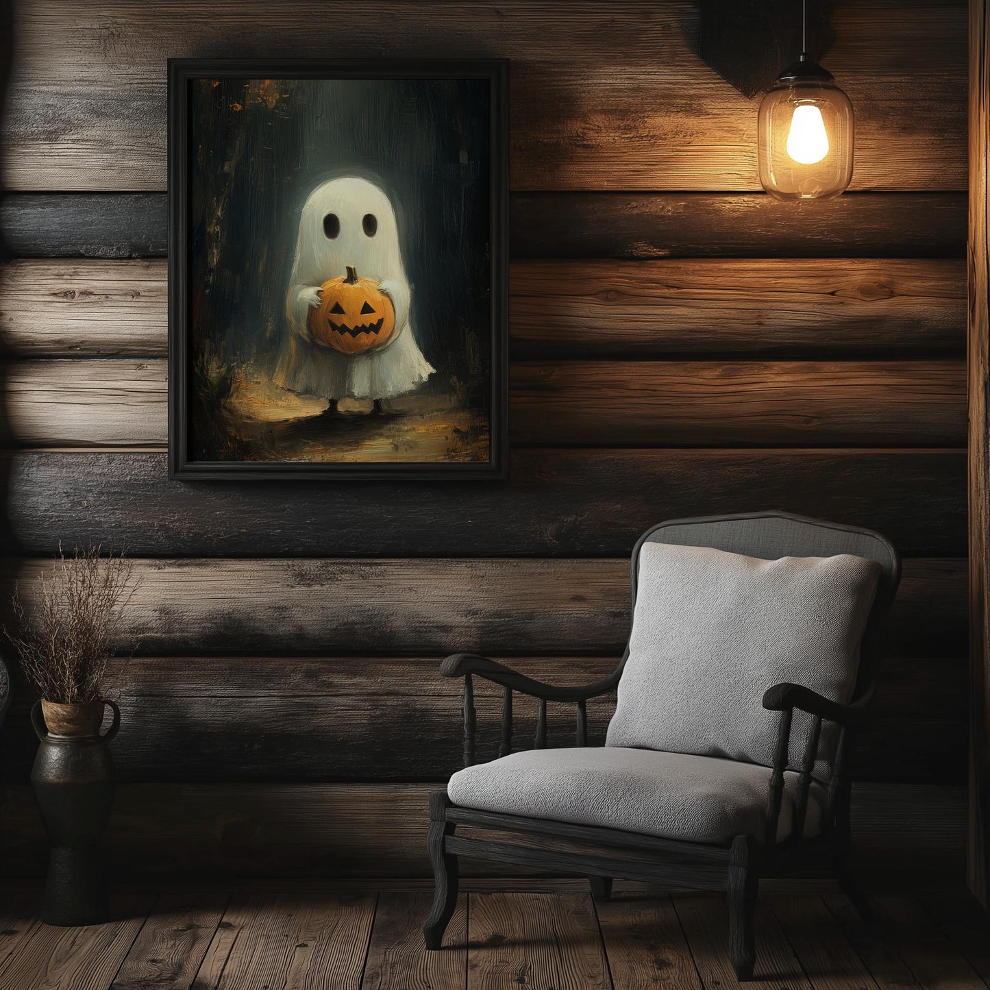 Cute Ghost Holding A Pumpkin PRINTABLE