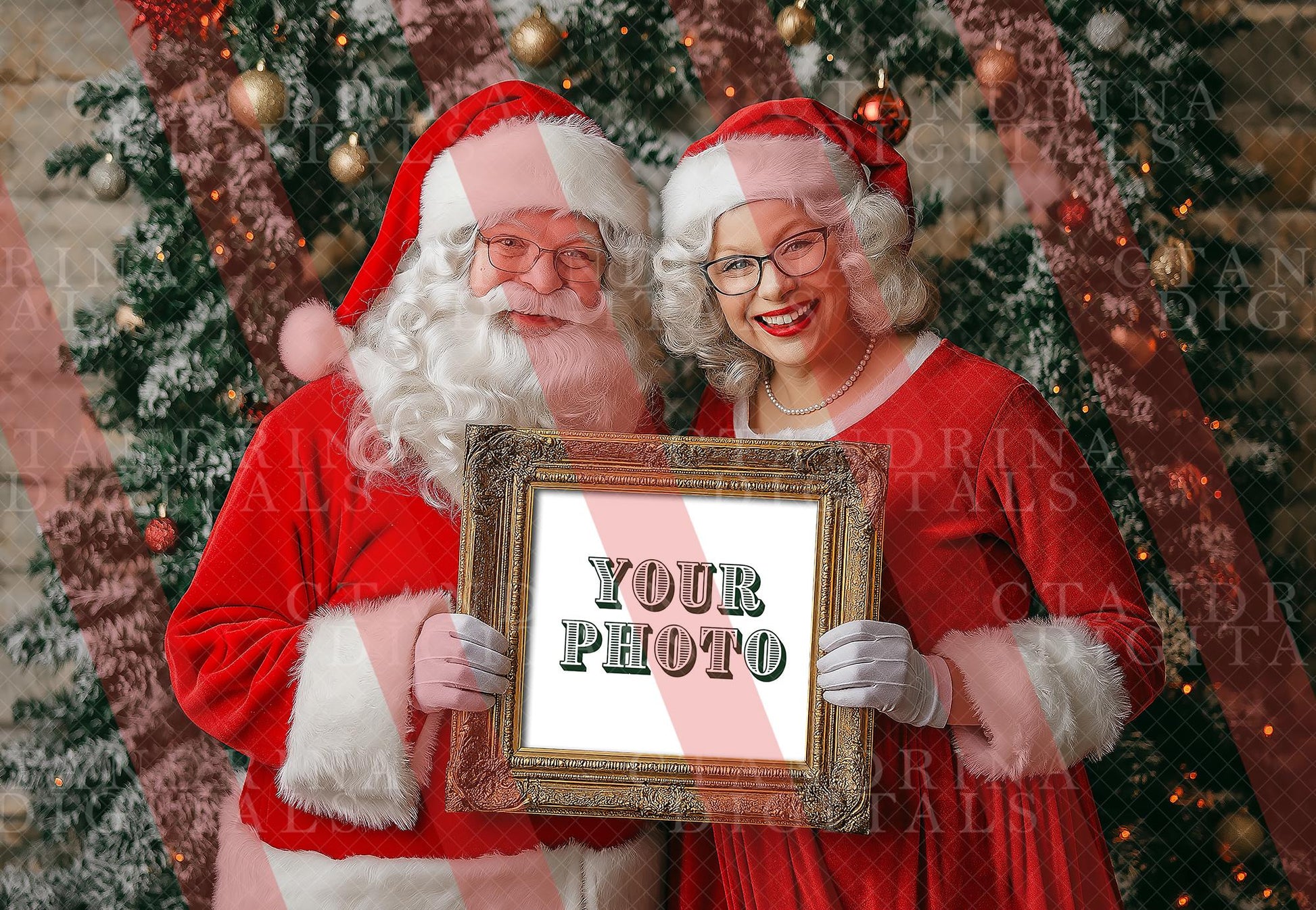 Santa Claus & Mrs. Claus Photo Template for Photoshop, .PSD Layered Santa Photo Mask, Christmas Photo Template, Santa and Mrs. Claus Digital