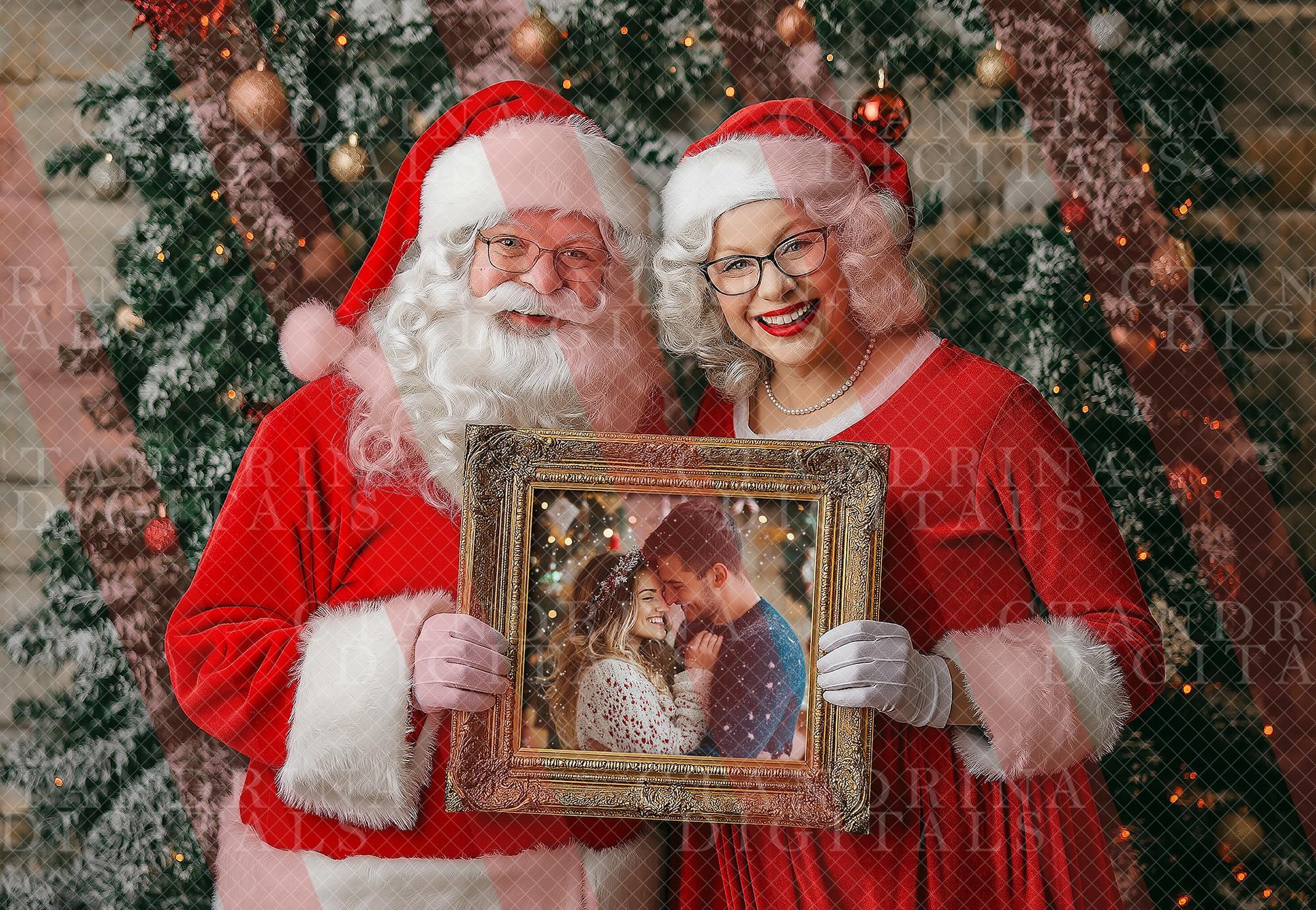 Santa Claus & Mrs. Claus Photo Template for Photoshop, .PSD Layered Santa Photo Mask, Christmas Photo Template, Santa and Mrs. Claus Digital