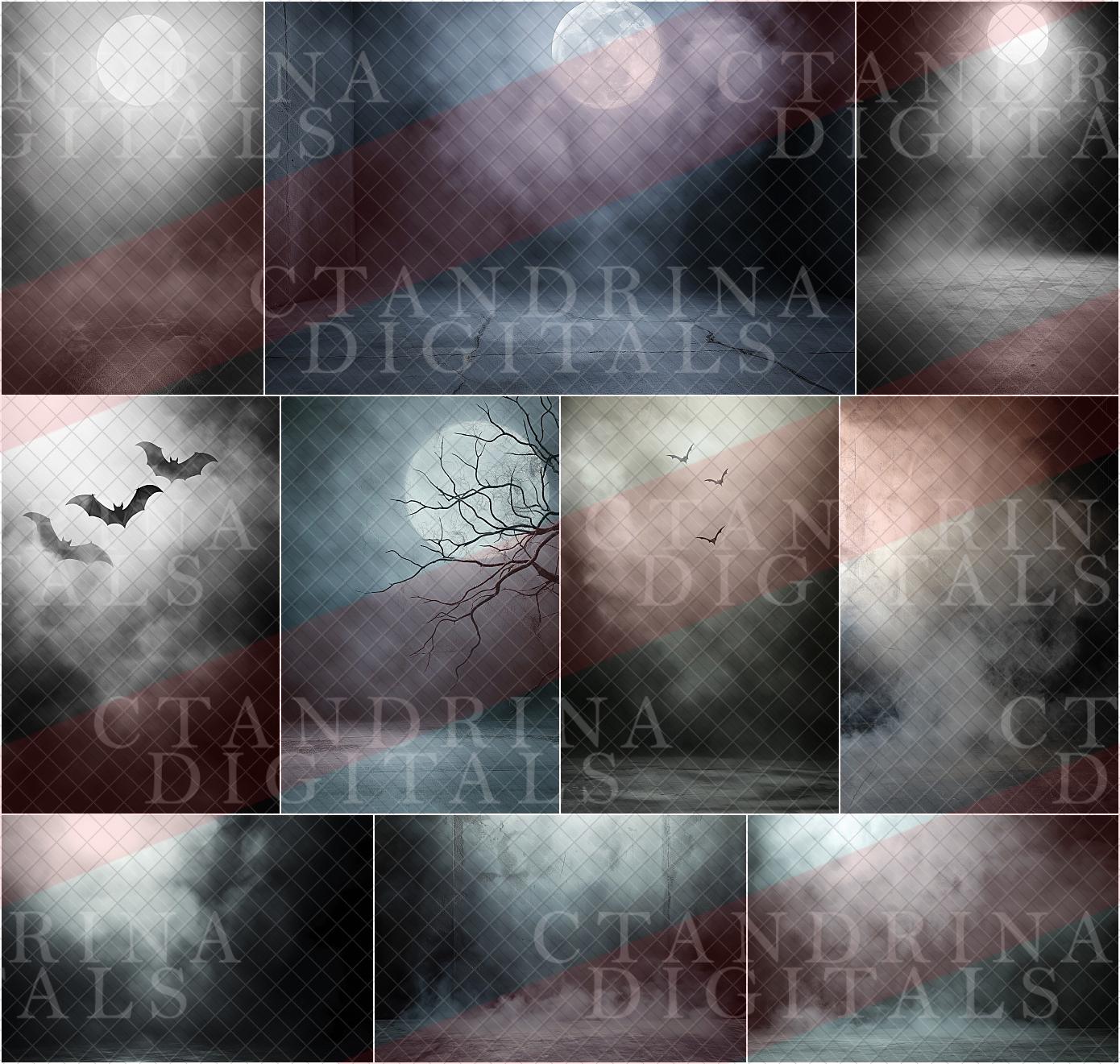 Eerie Fog Digital Backdrop Overlays, Spooky Studio Digital Backgrounds, Halloween Digital Backdrops, Digital Backdrop Overlays for Photoshop