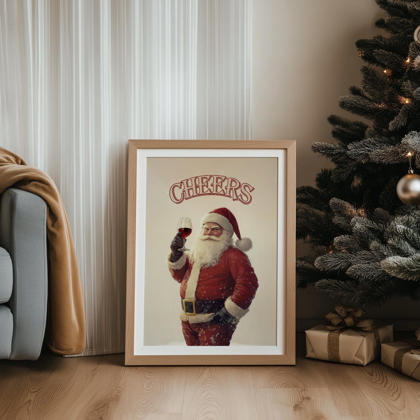 Cheers Santa Drinking Wine Vintage PRINTABLE