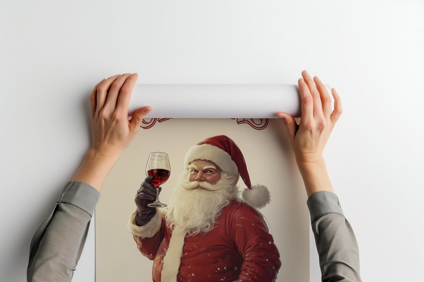 Cheers Santa Drinking Wine Vintage PRINTABLE