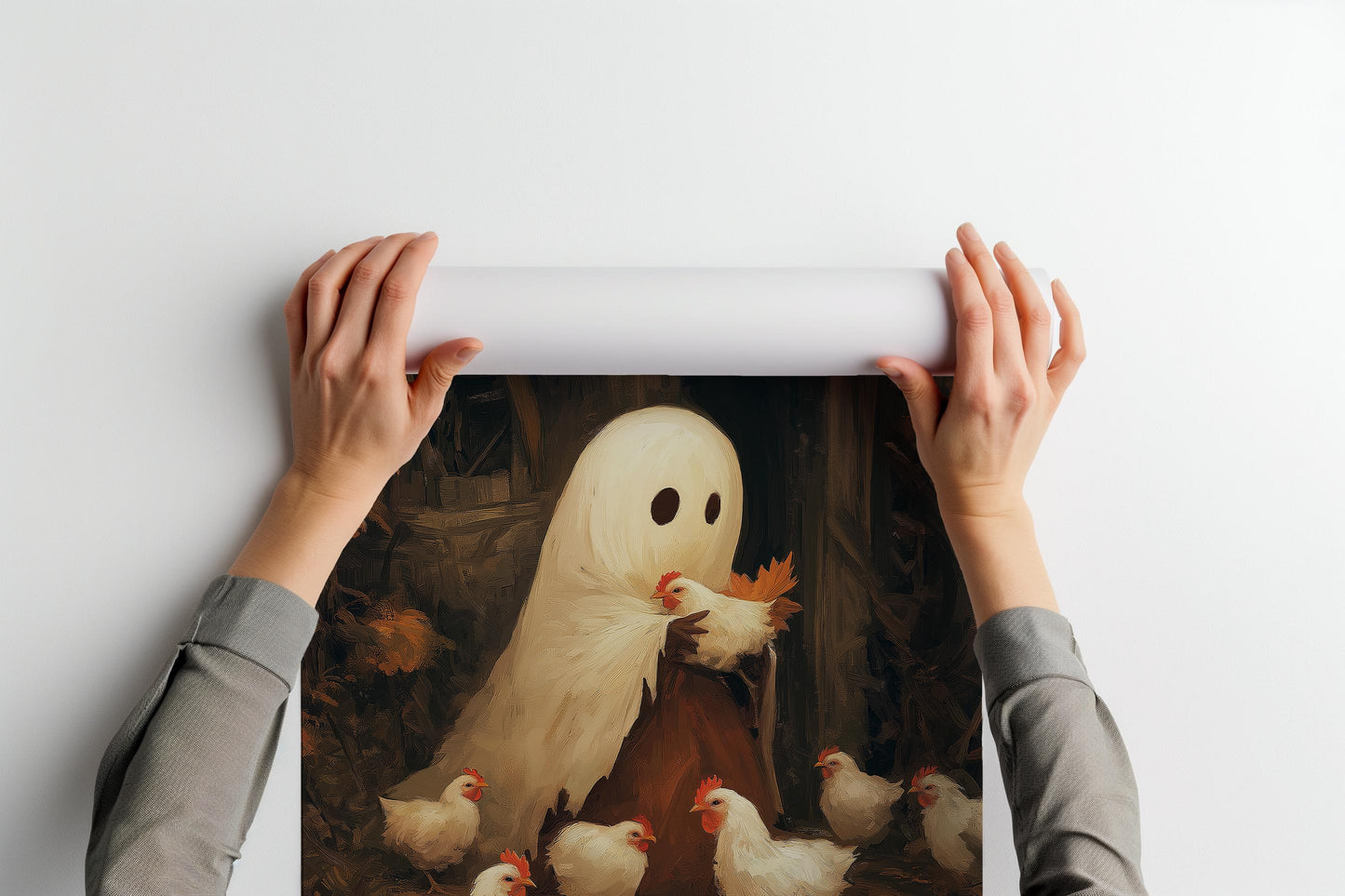 Ghost Feeding the Chickens PRINTABLE