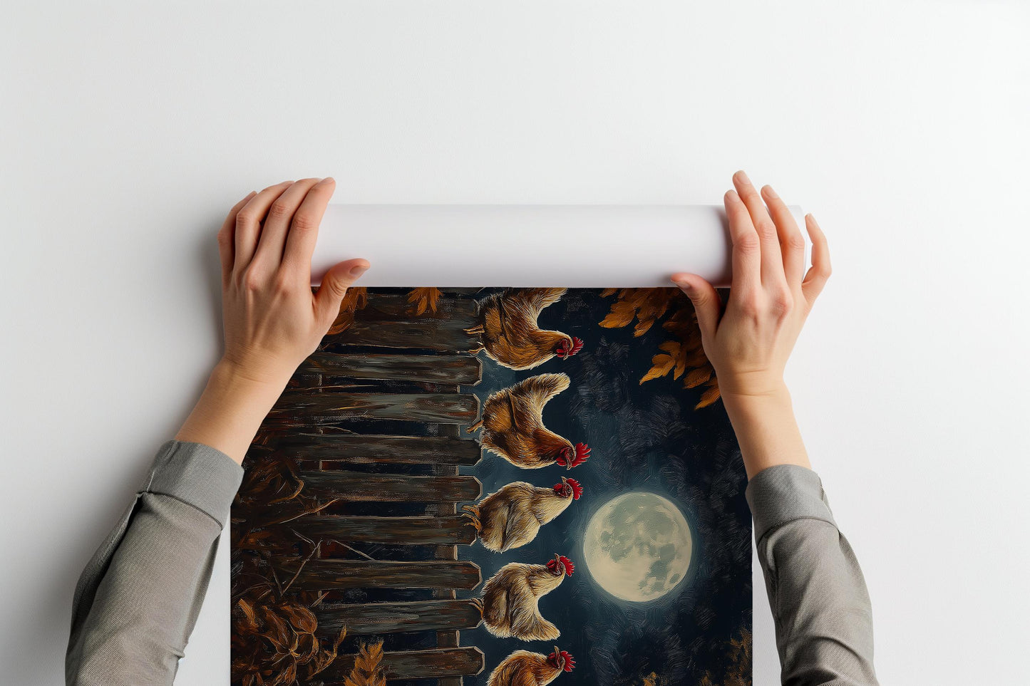 Moonlit Chickens PRINTABLE