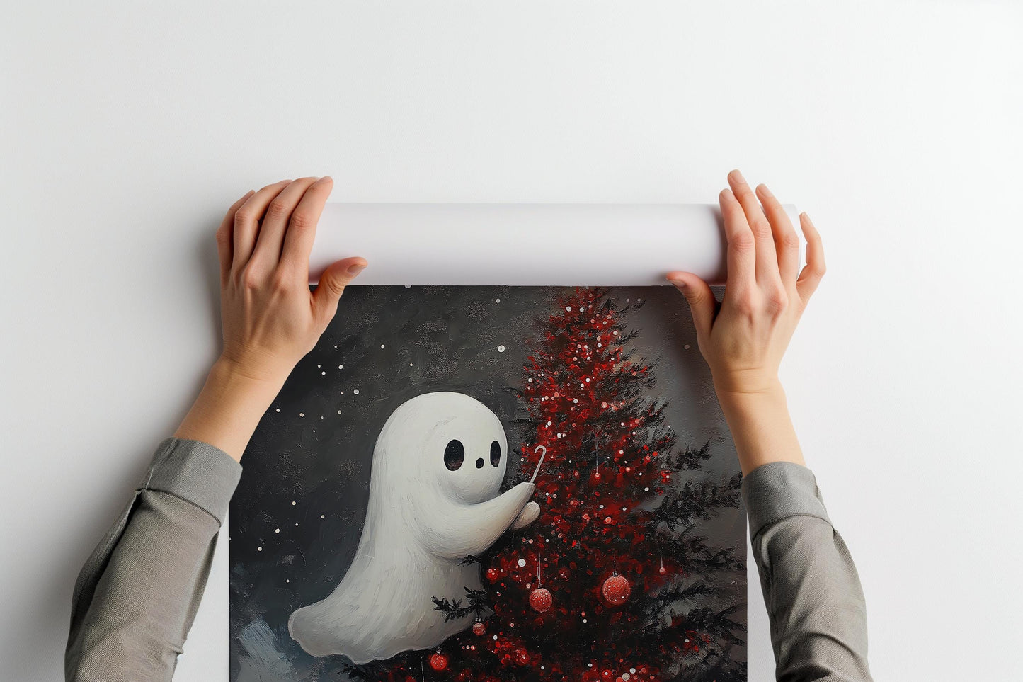 Ghost Putting Up the Christmas Tree PRINTABLE