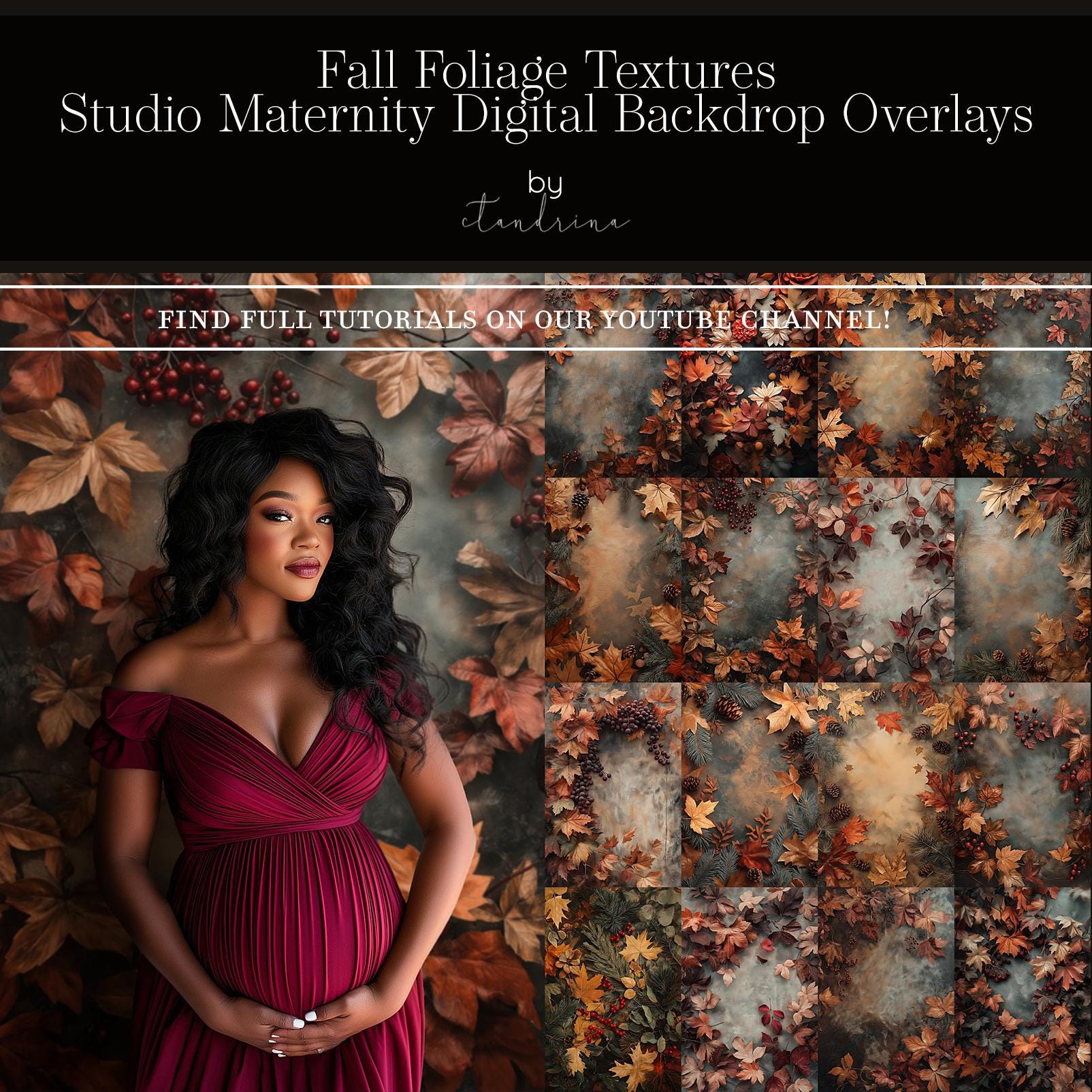 Fall Foliage Texture Digital Backdrop Overlays