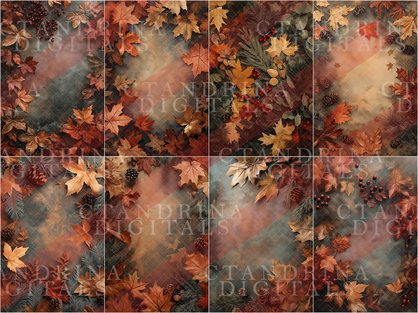 Fall Foliage Texture Digital Backdrop Overlays