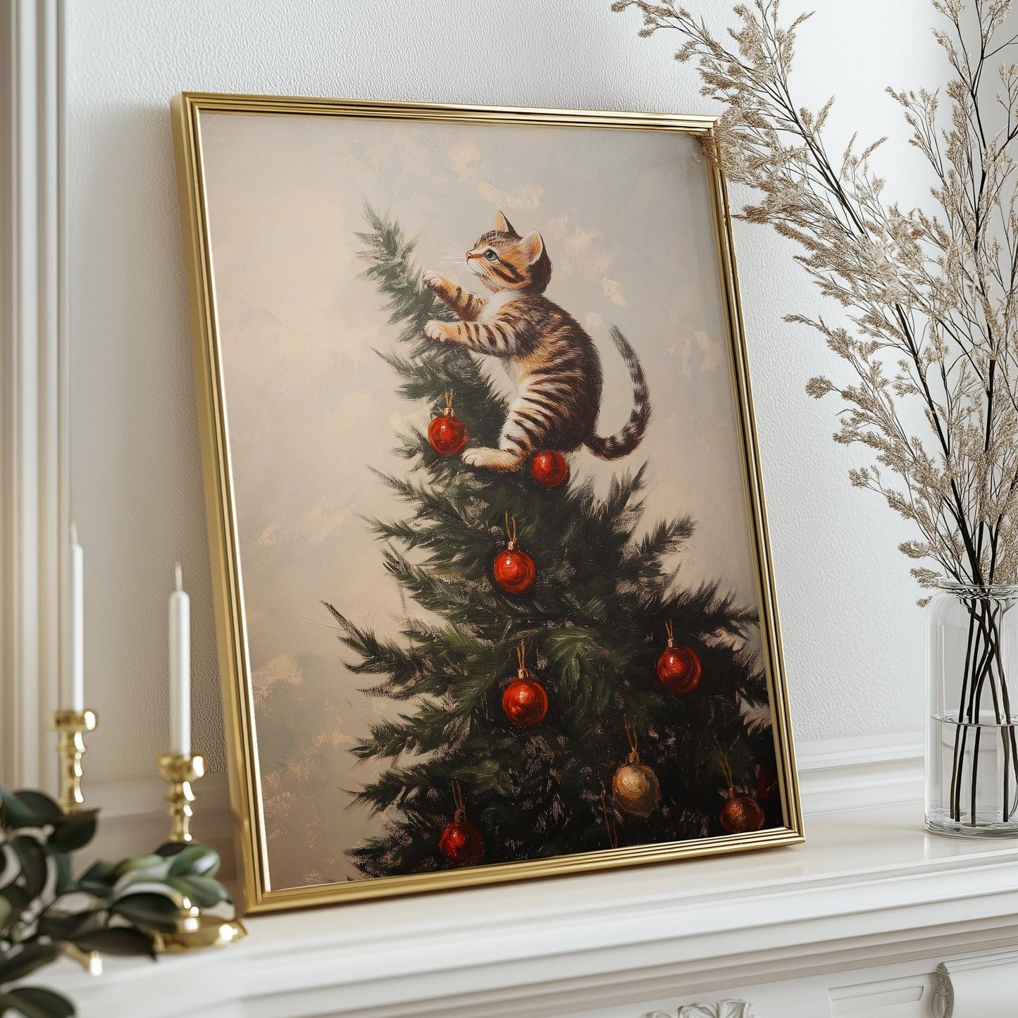 Cat Climbing the Christmas Tree PRINTABLE