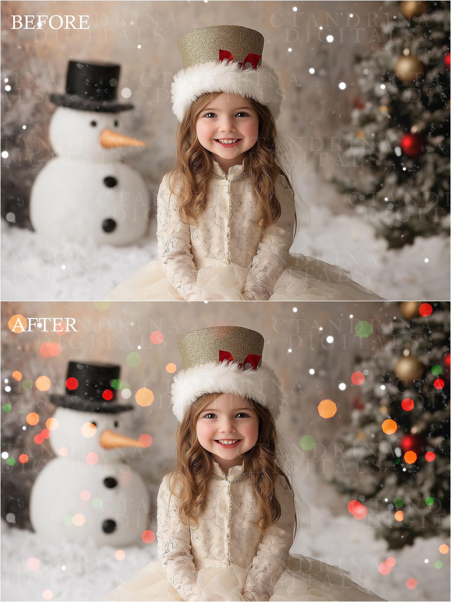 Colorful Christmas Light Bokeh Overlays